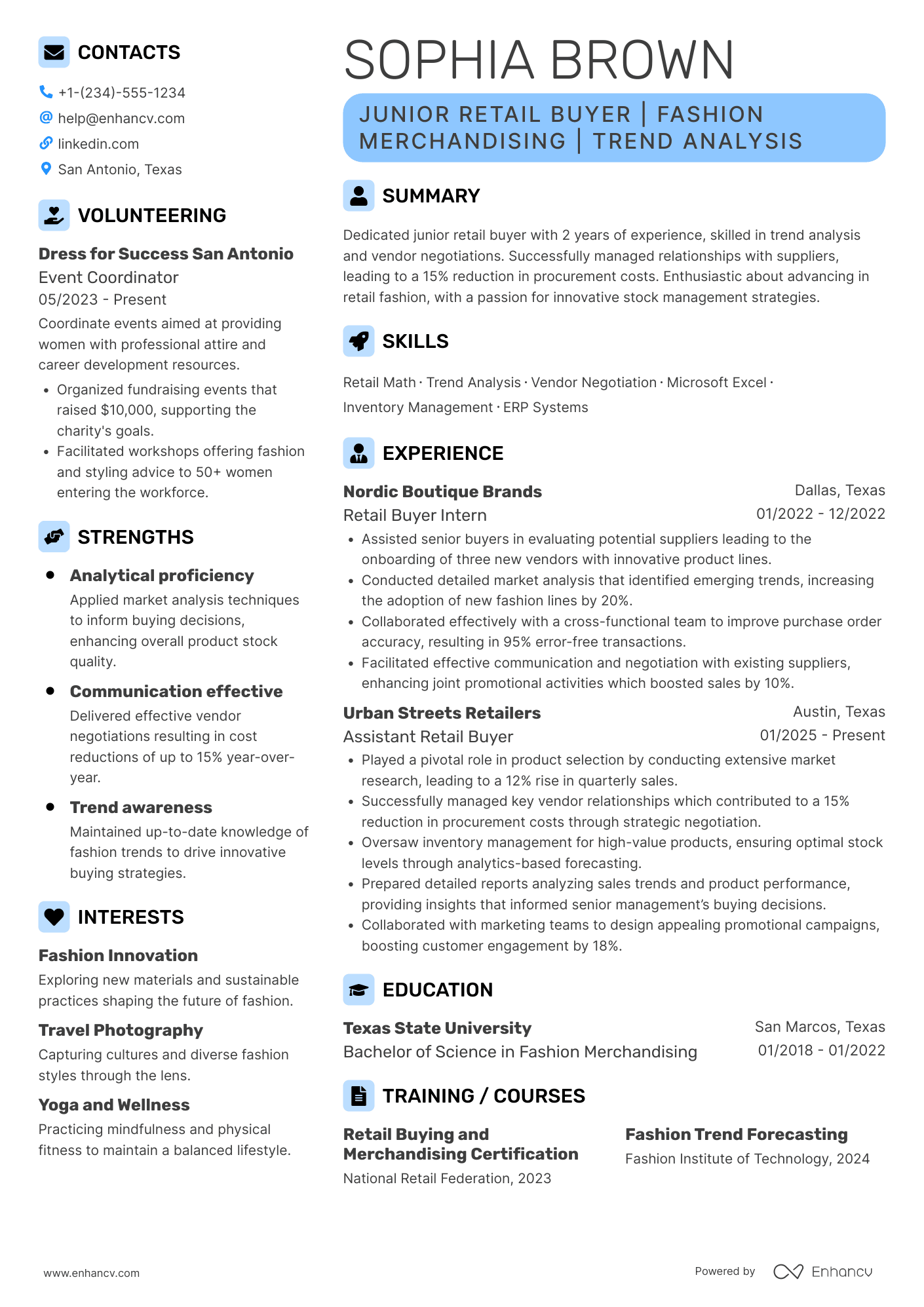 Junior Retail Buyer Resume Example