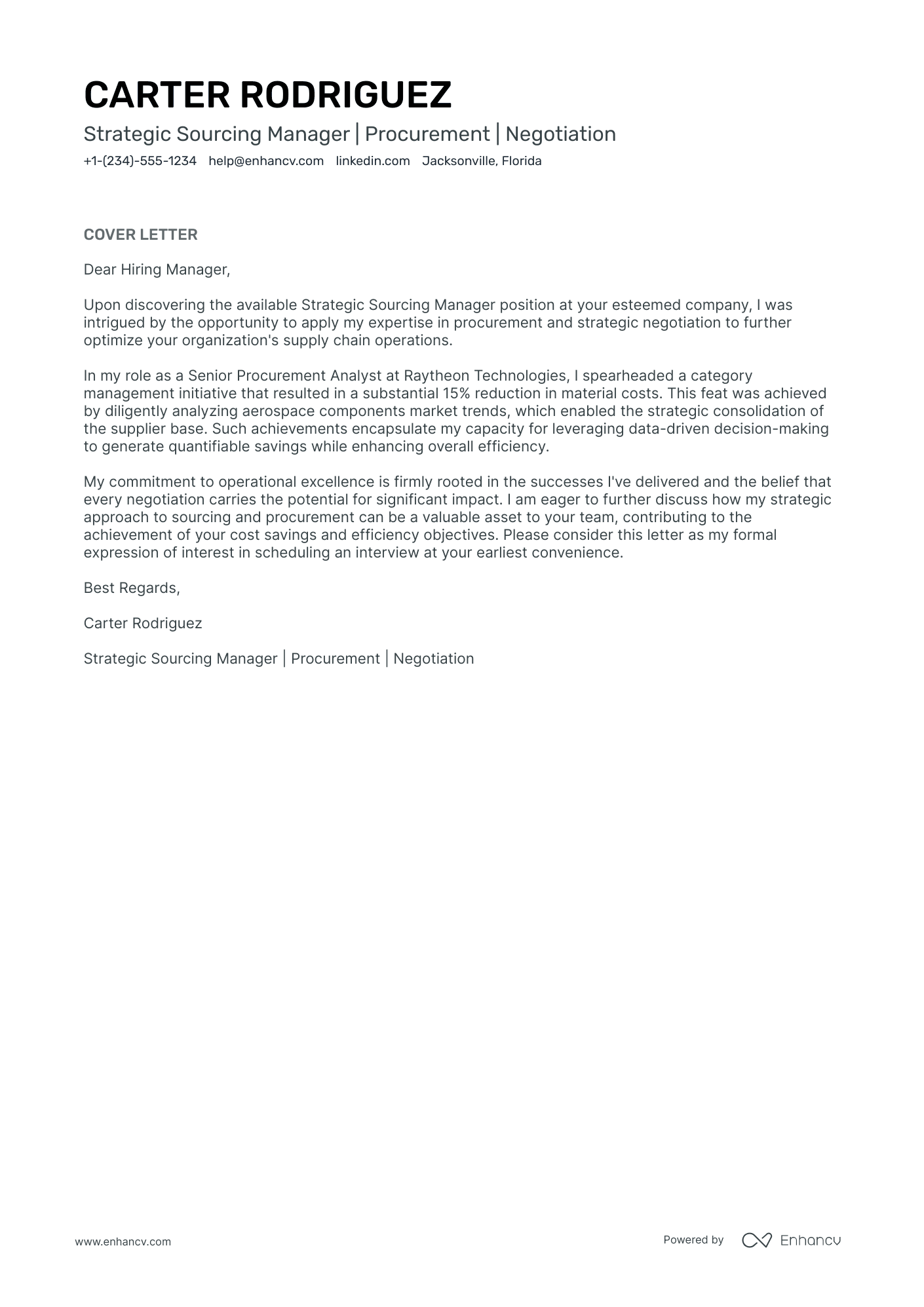 Strategic Sourcing Manager Resume Example