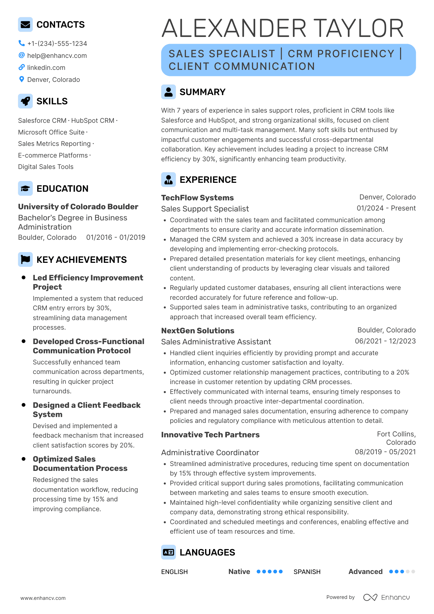 Sales Assistant Resume Example