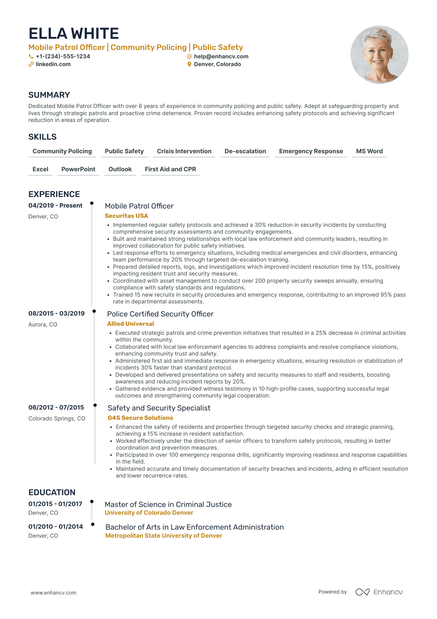 Patrol Police Officer Resume Example