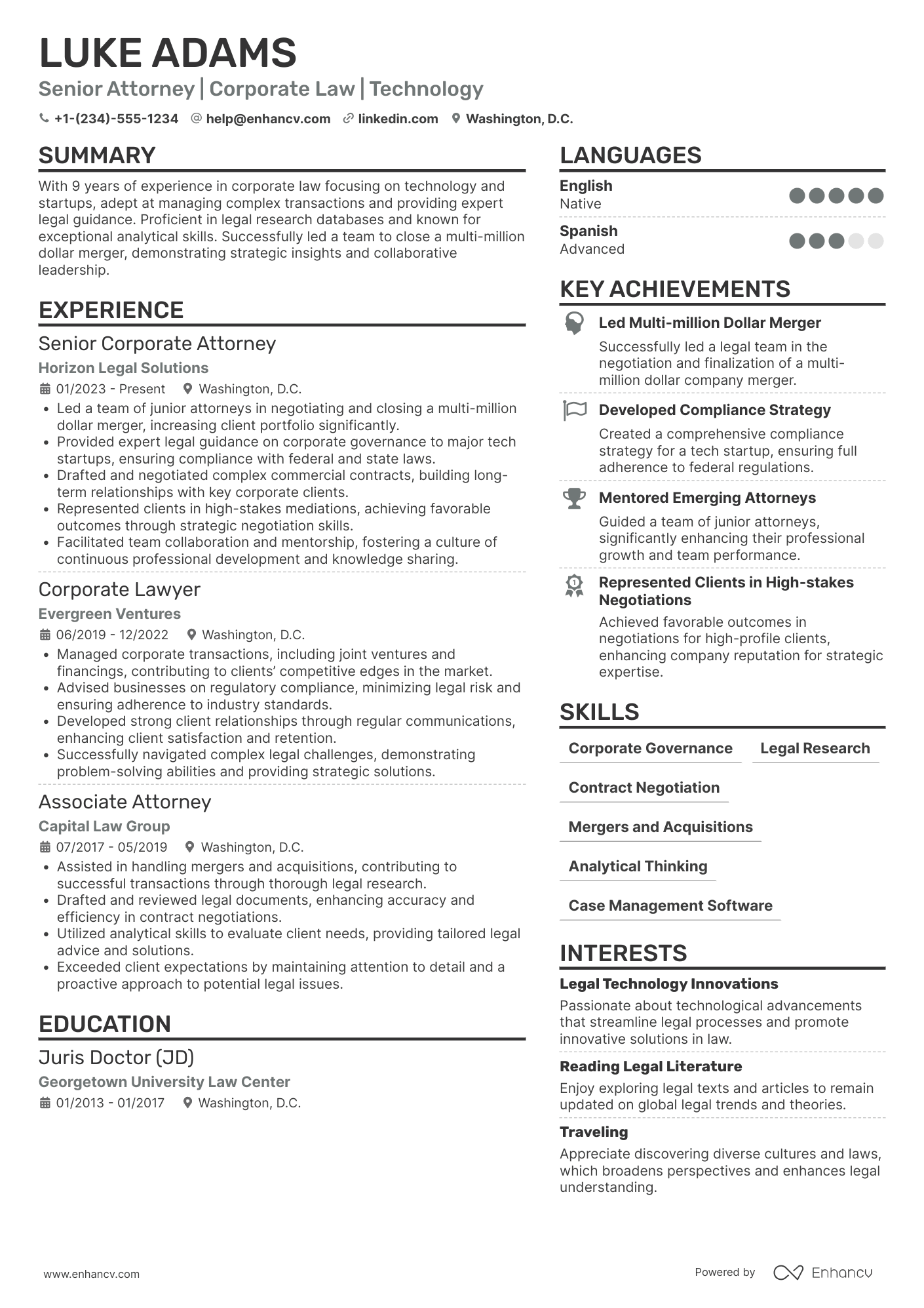 Senior Attorney Resume Example