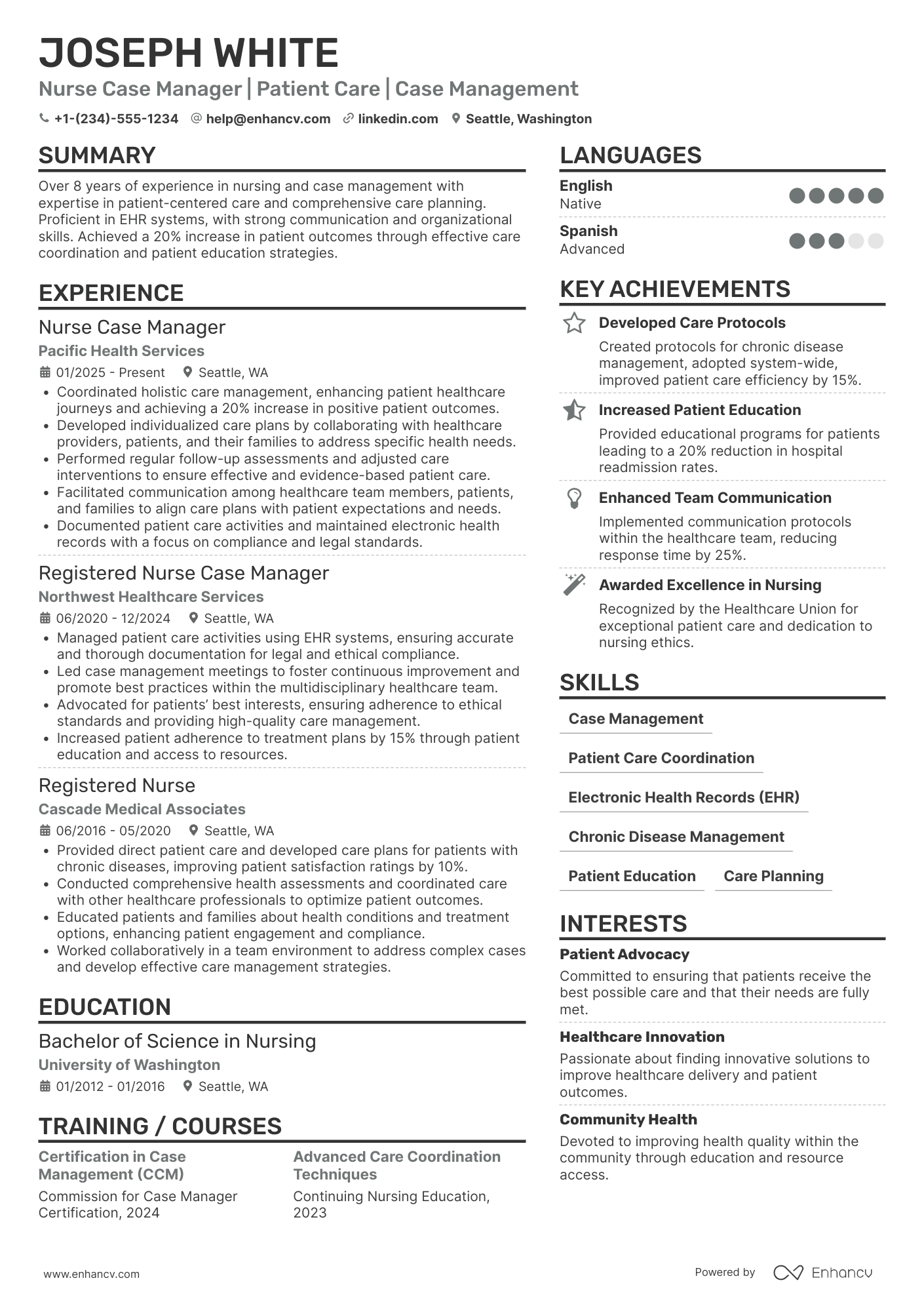 Nurse Case Manager Resume Example