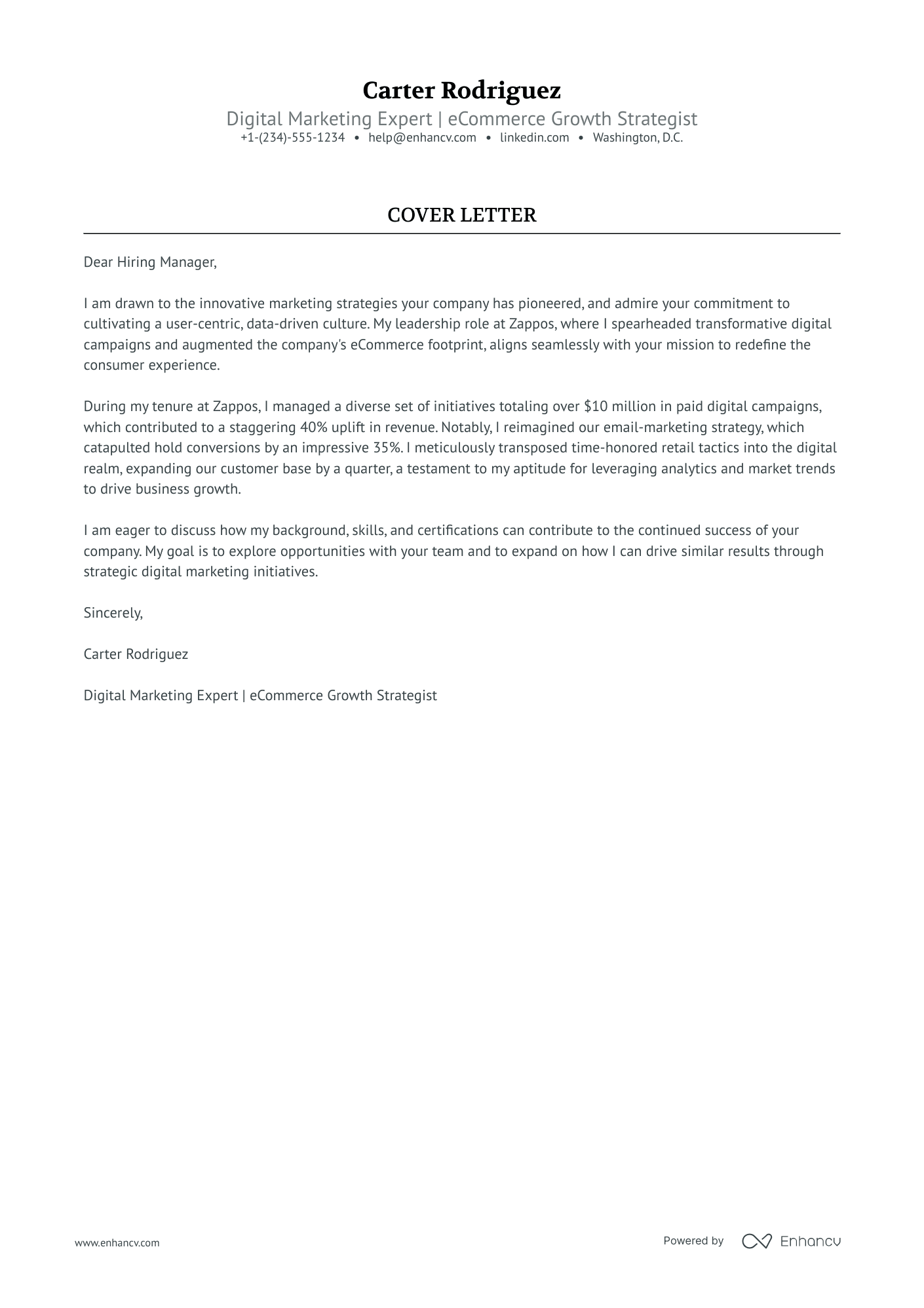 Senior Digital Marketing Manager Resume Example