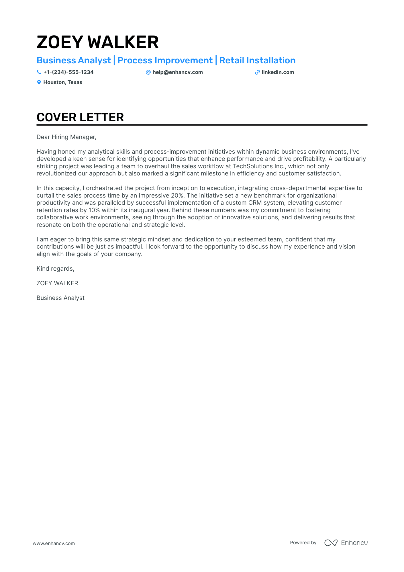 Business Analyst Retail Resume Example