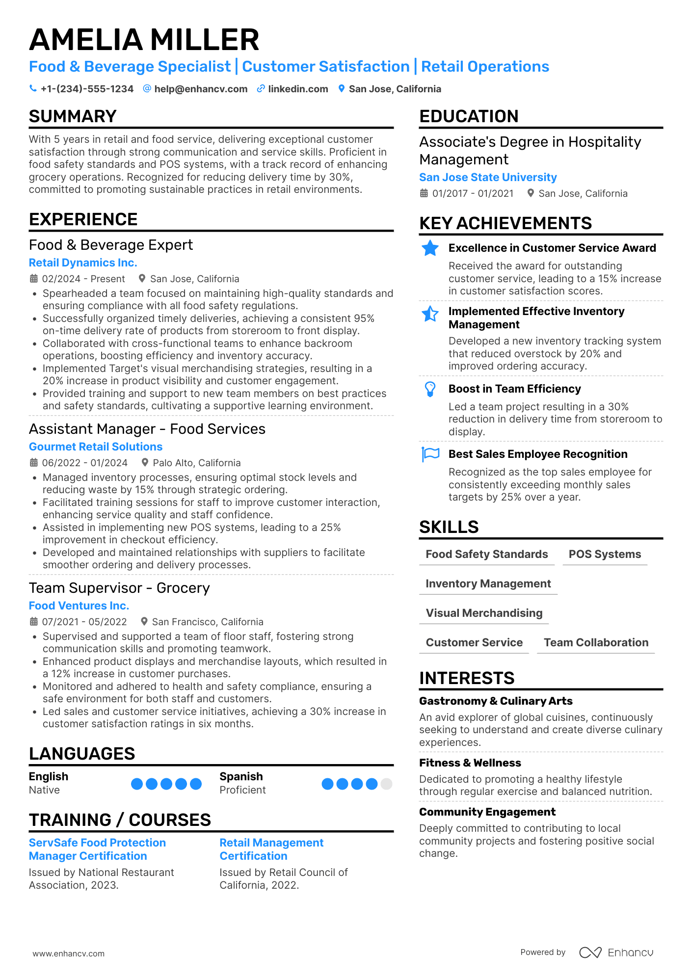 Target Food & Beverage Expert Resume Example