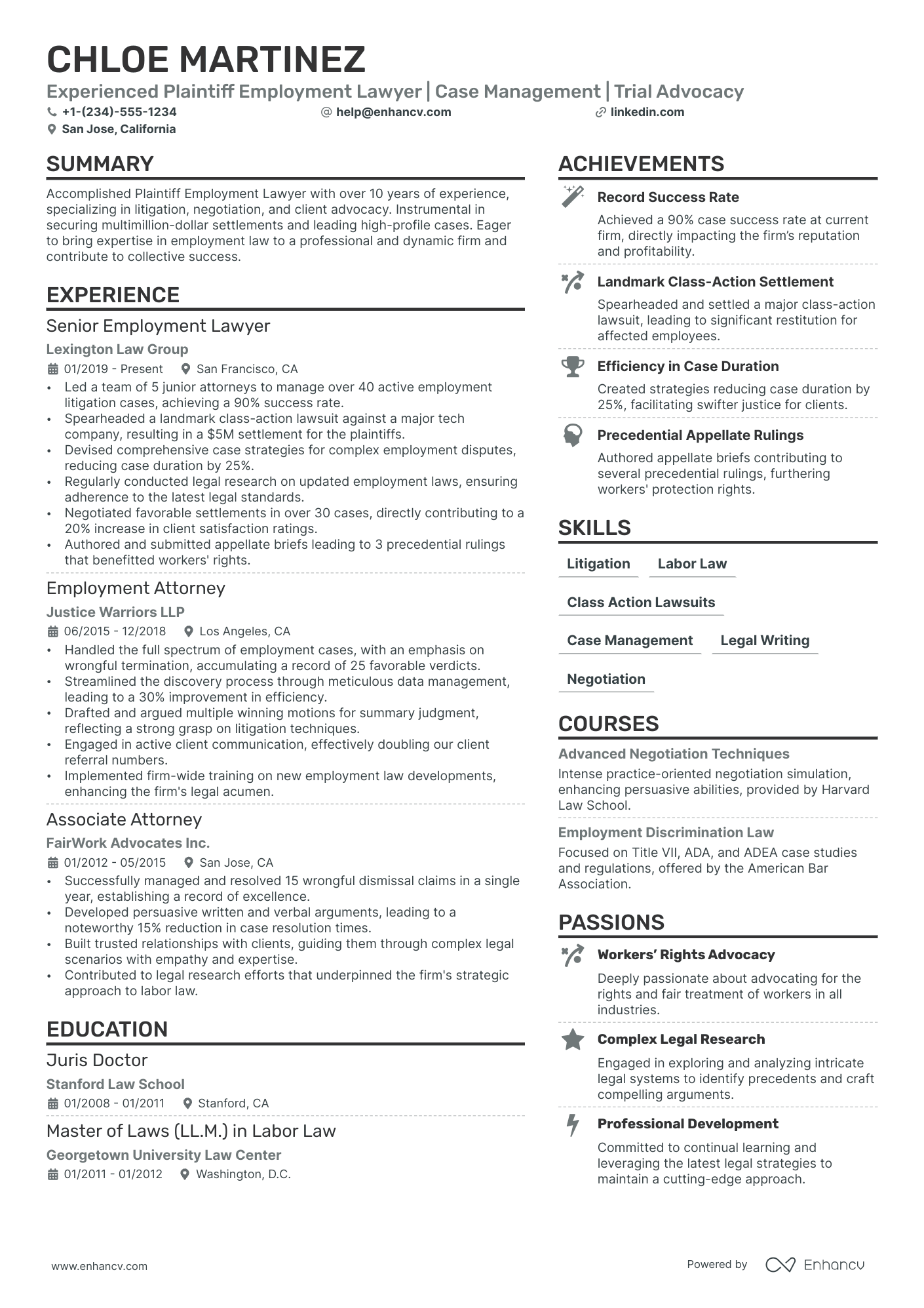 Employment Lawyer Resume Example