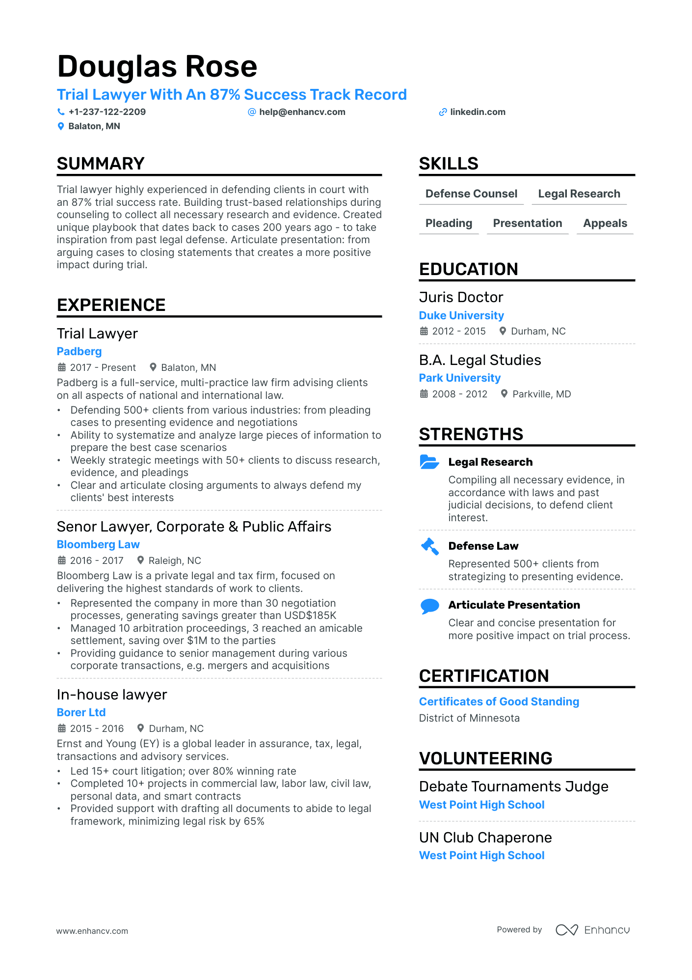 Trial Lawyer Resume Example