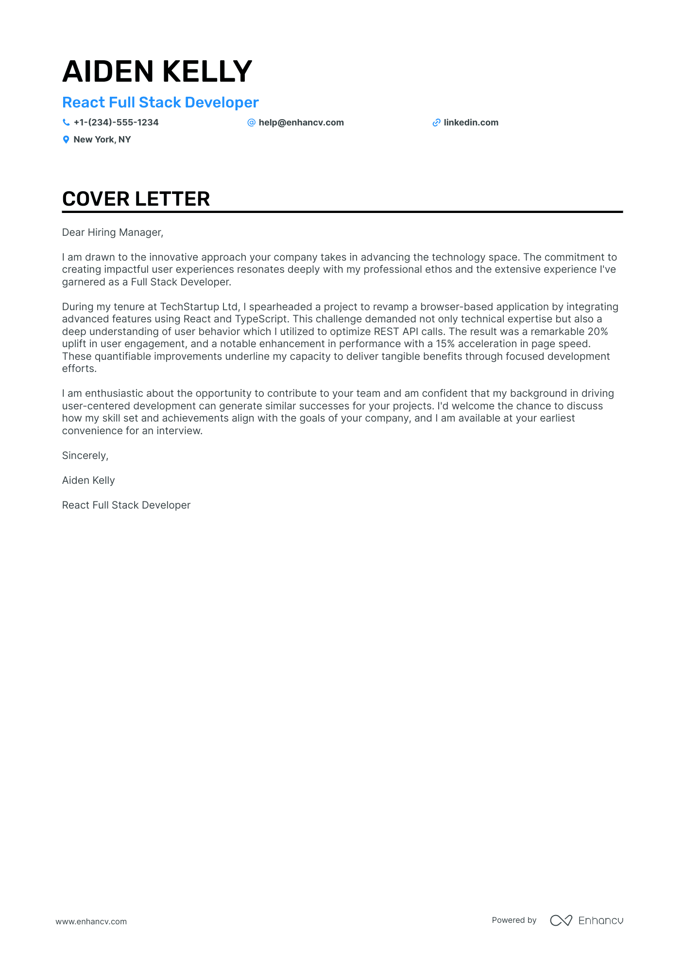 React Developer Resume Example
