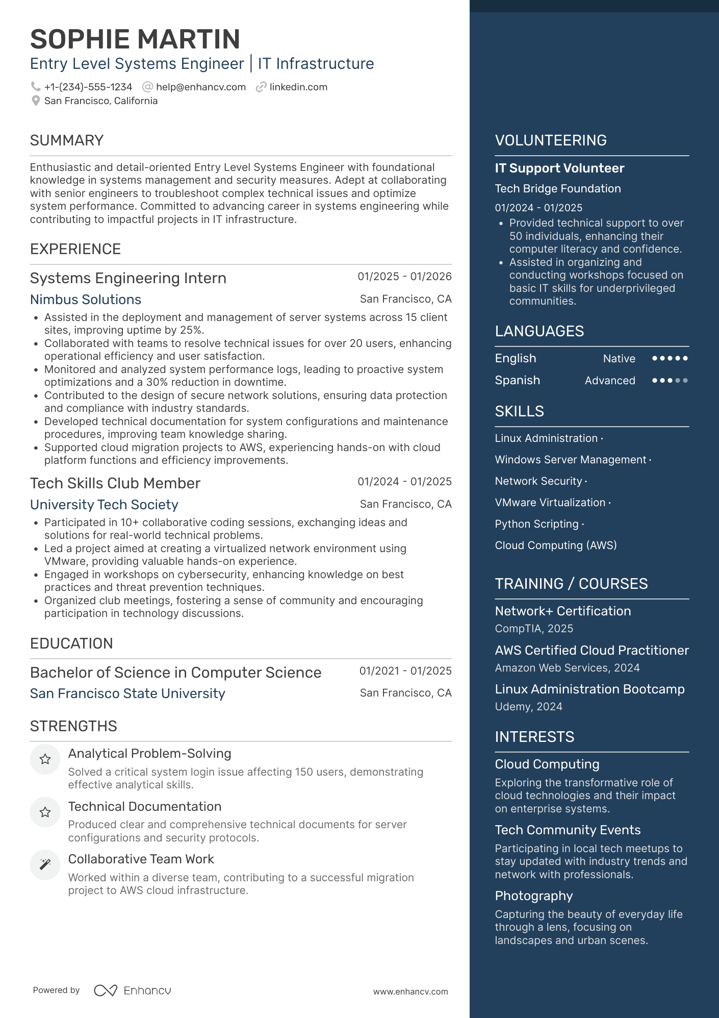 Entry Level Systems Engineer Resume Example