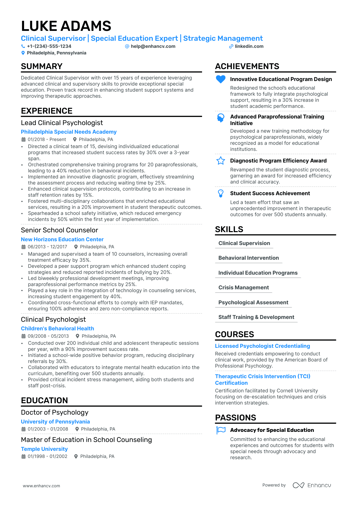 Clinical Director Resume Example