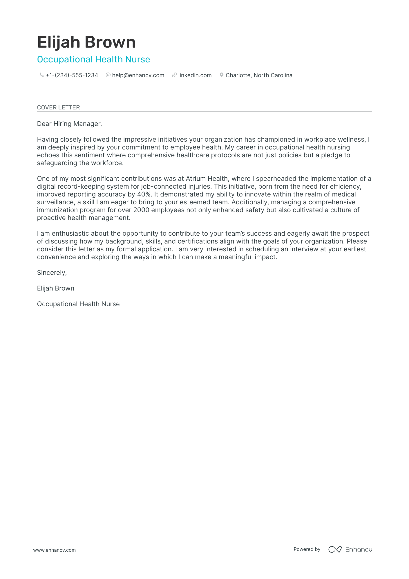 Occupational Health Nurse Resume Example