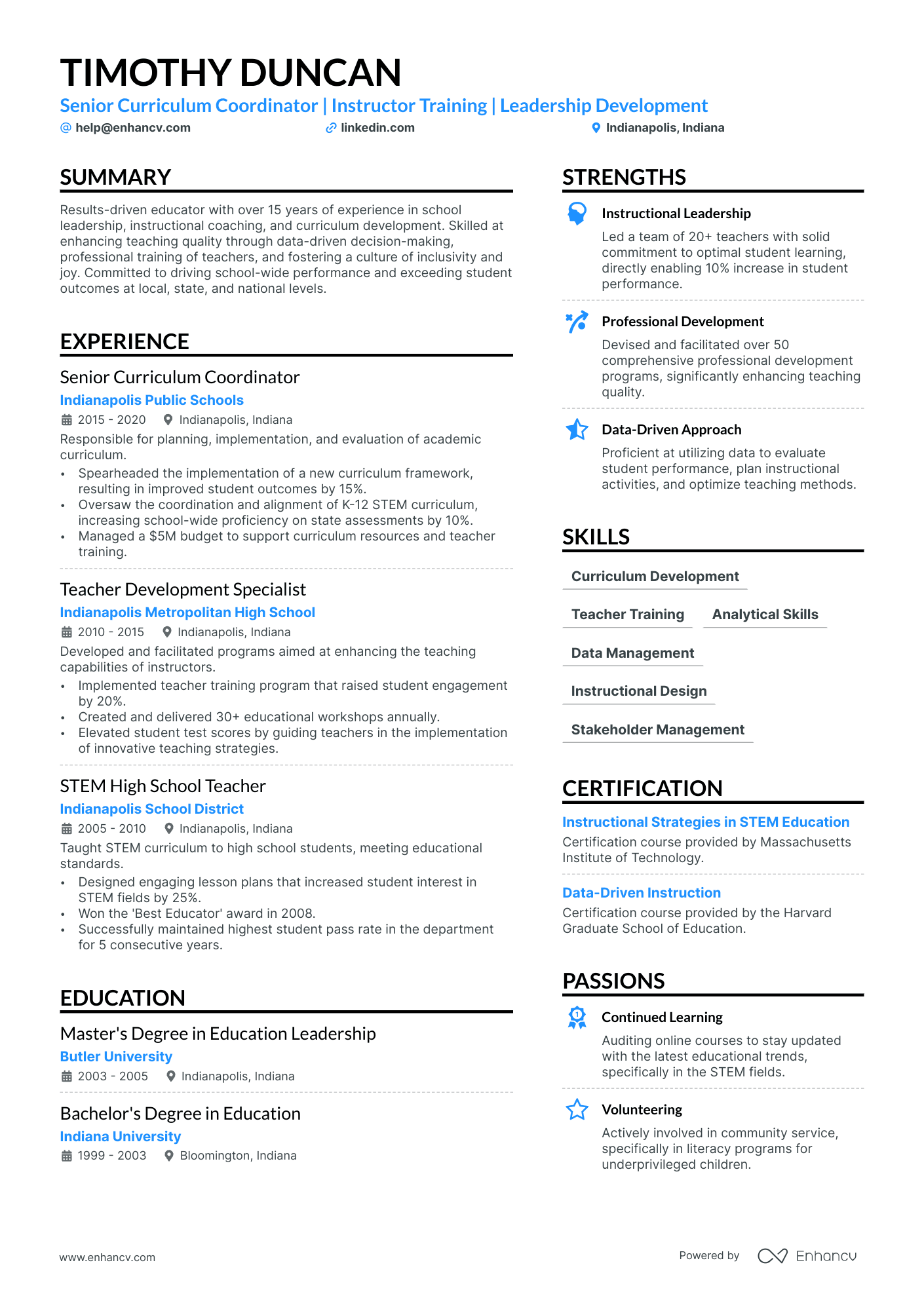 High School Academic Resume Example