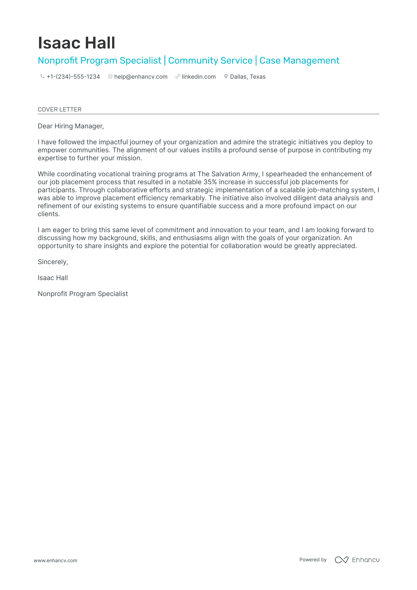 Nonprofit Program Manager Resume Example