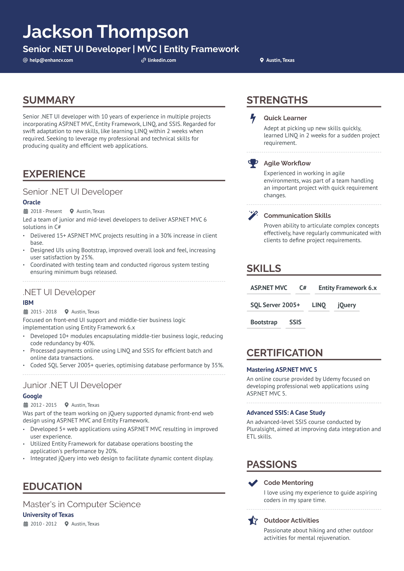 .Net Ui Developer Resume Resume Example