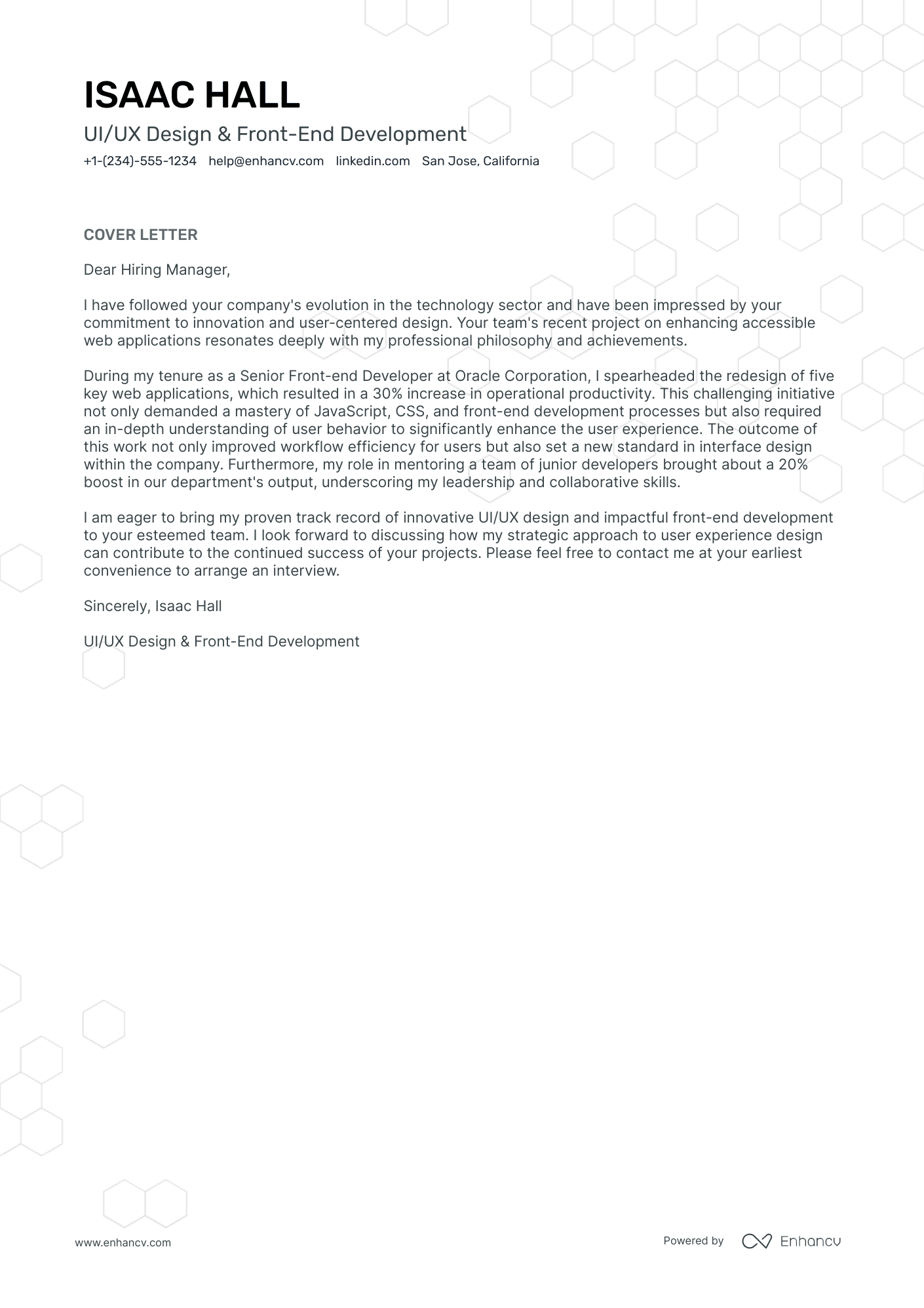 Front End UI Developer Resume Example