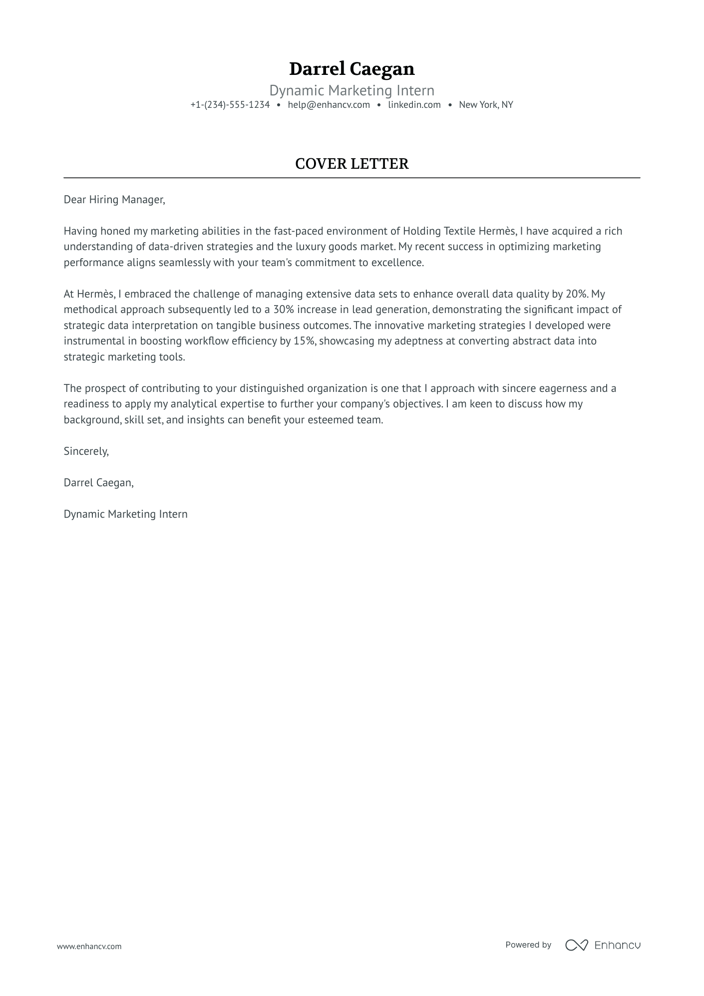 Marketing Intern Resume Example