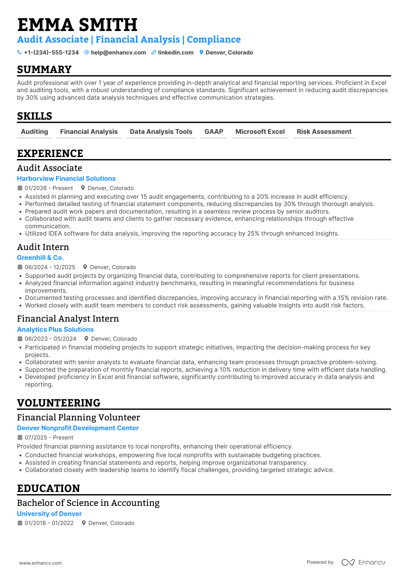 Deloitte Audit Associate Resume Example
