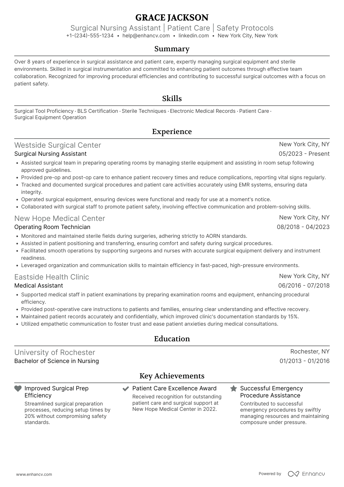 Surgical Nursing Assistant Resume Example