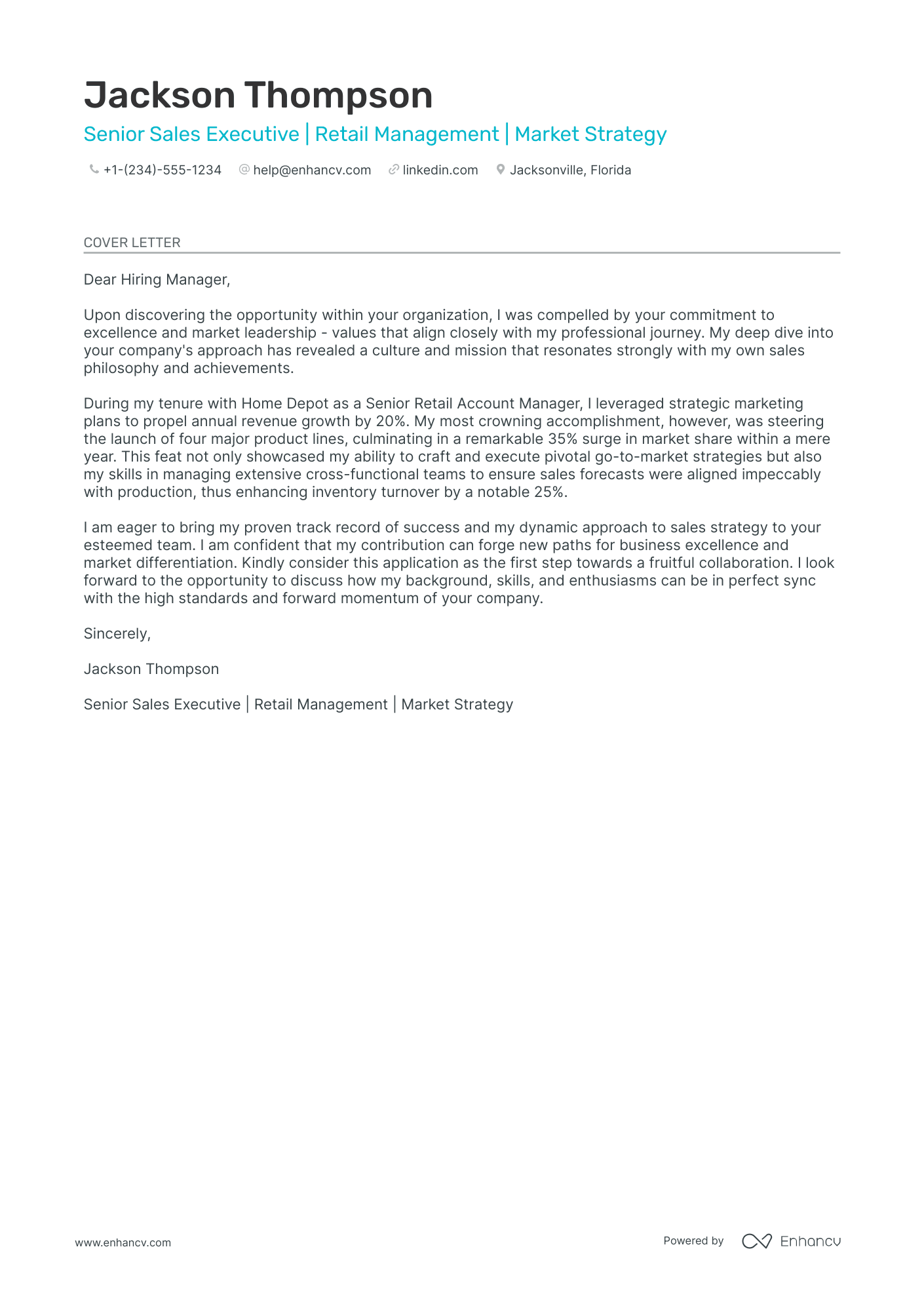 Retail Sales Executive Resume Example
