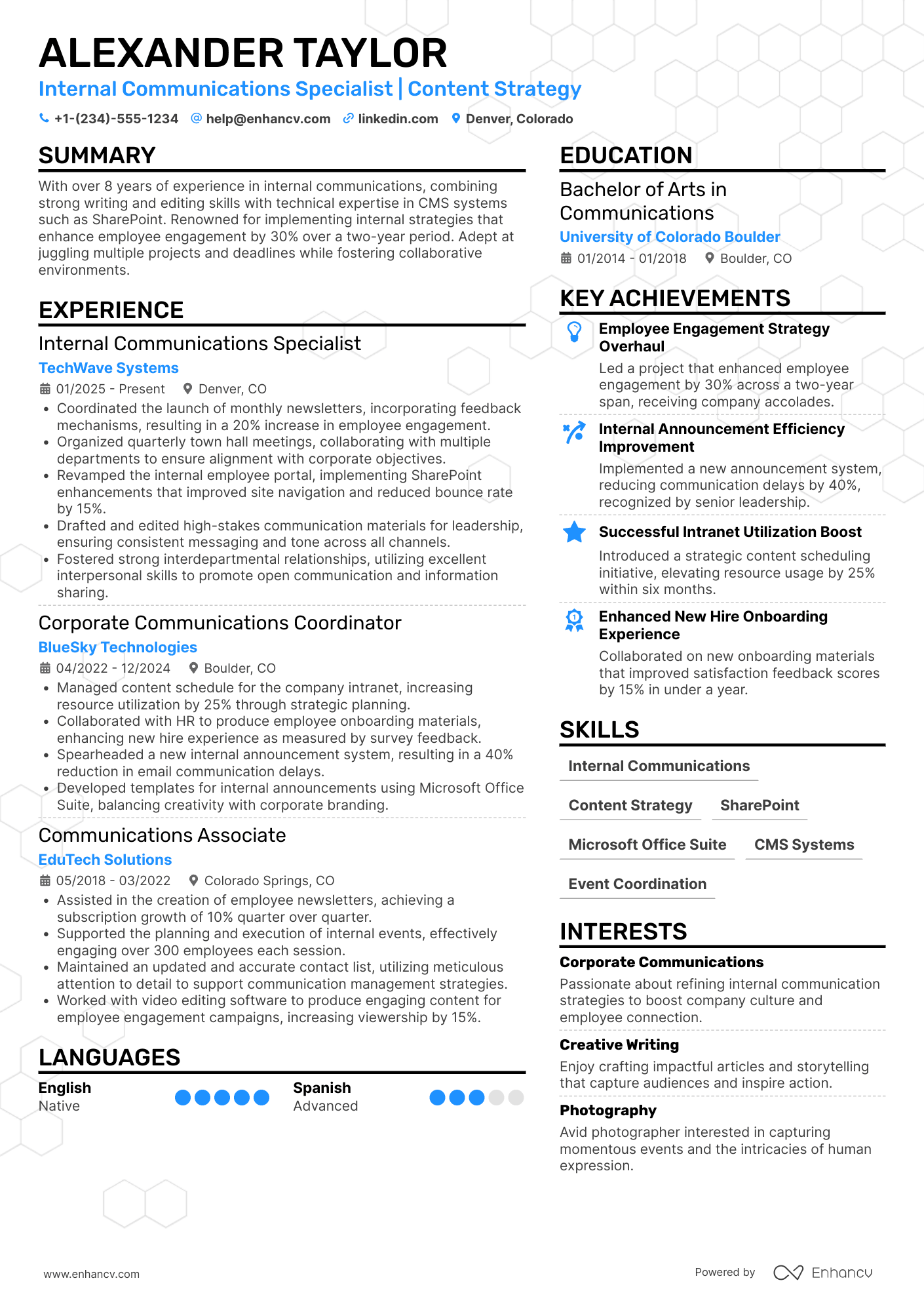 Internal Communications Assistant Resume Example