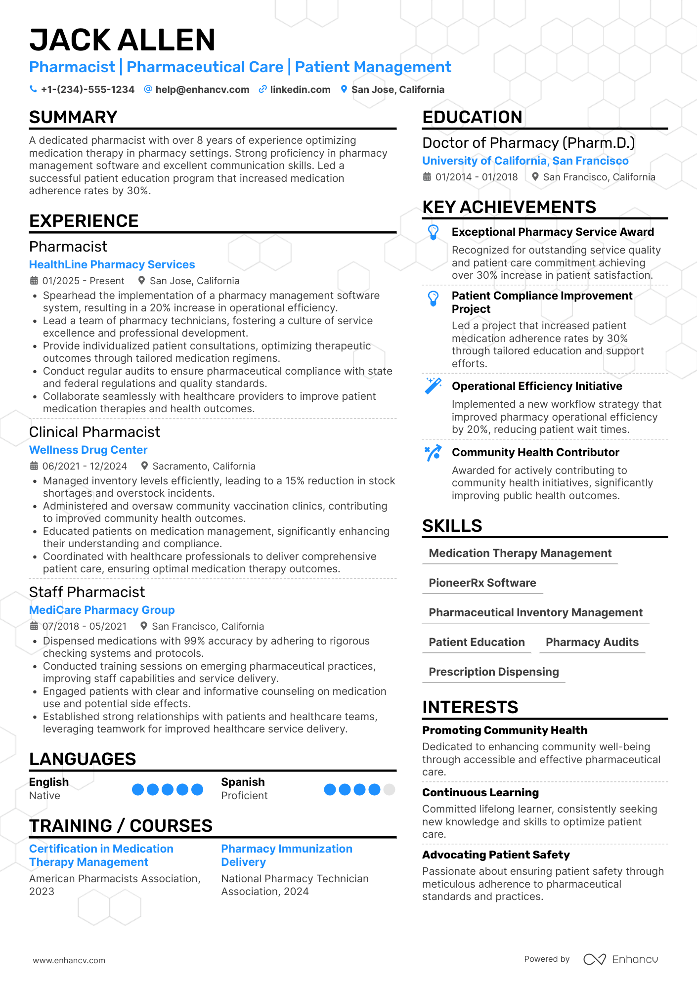 Staff Pharmacist Resume Example