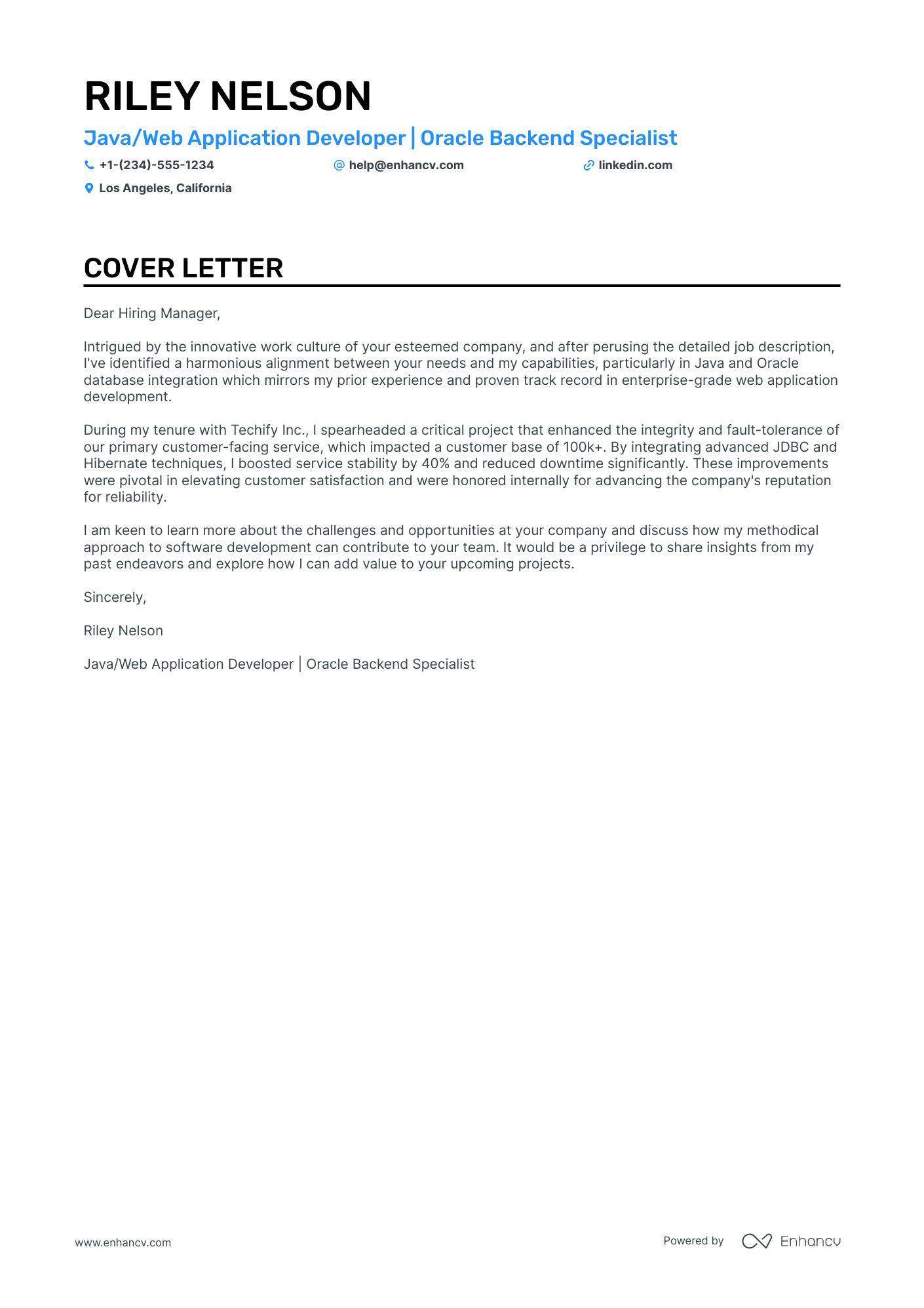 Full Stack Application Developer Resume Example