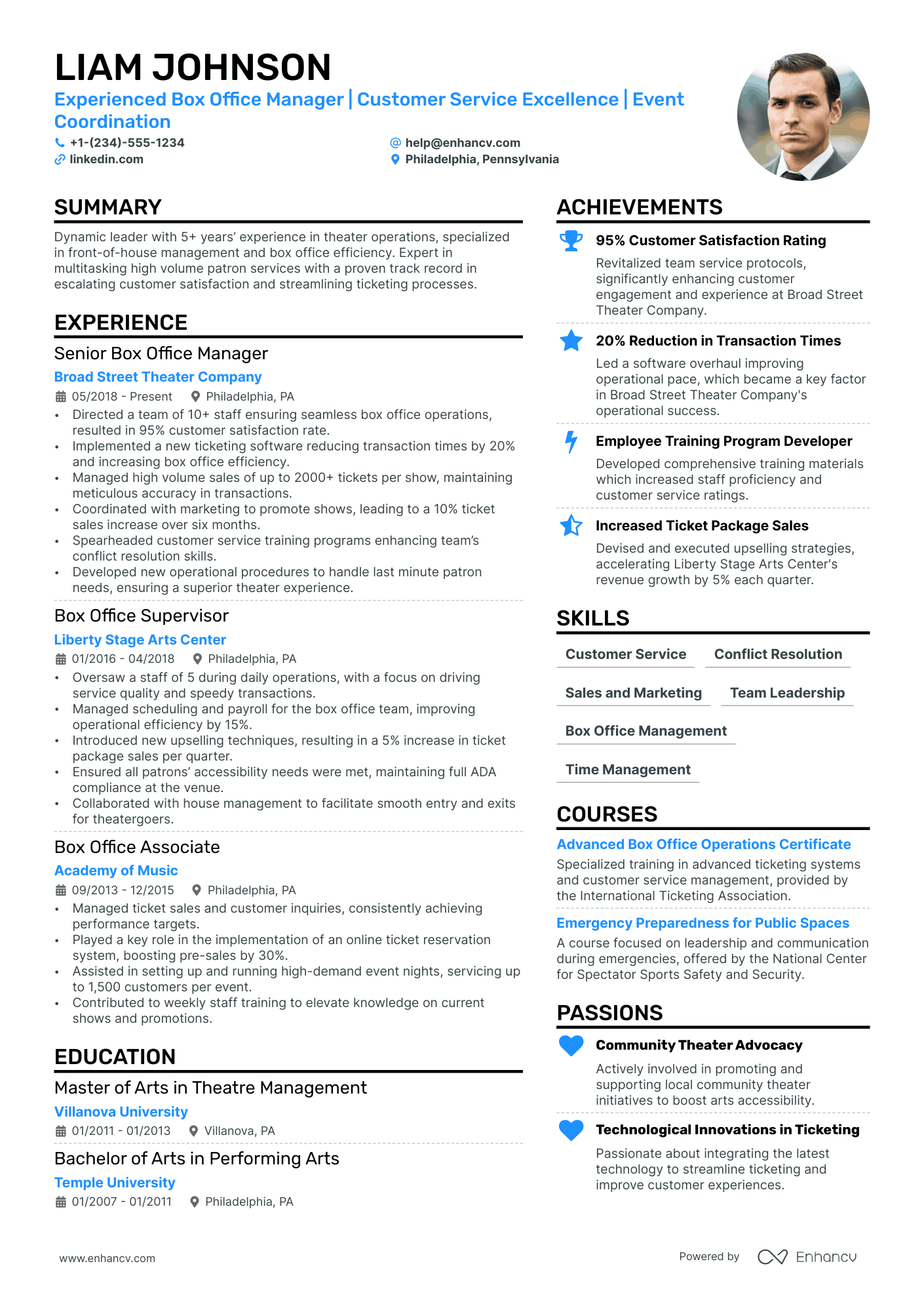 Front Of House Manager Resume Example