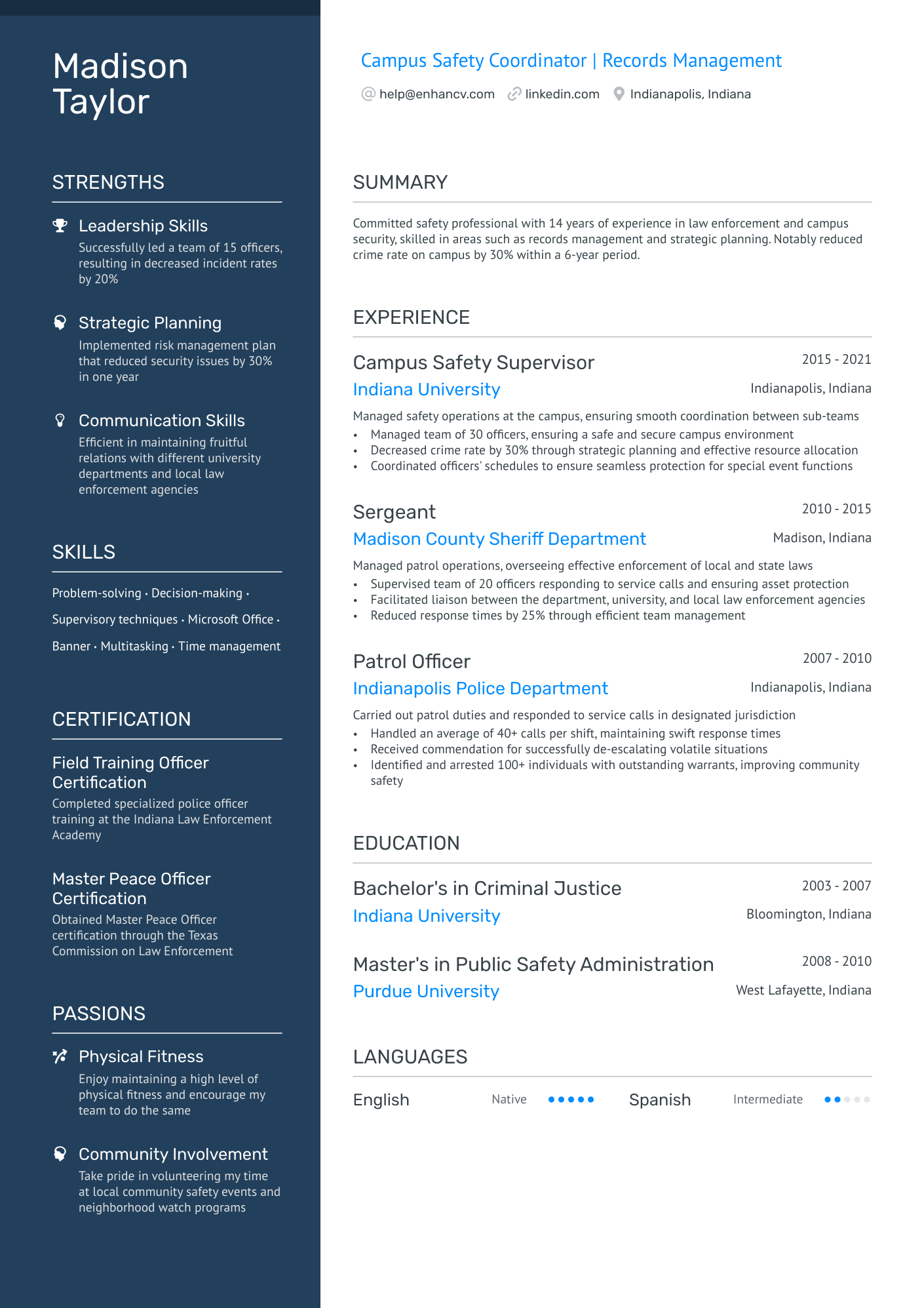 Federal Police Officer Resume Example
