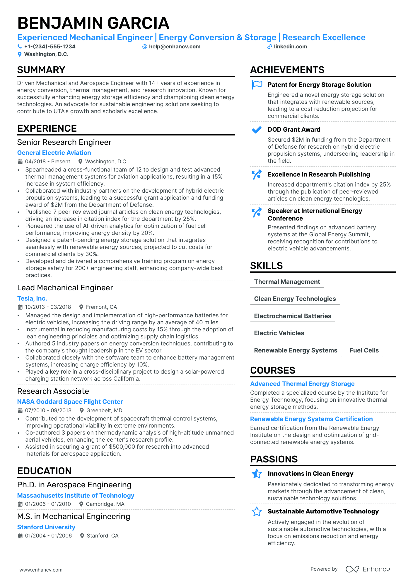 Aerospace Engineering Resume Example