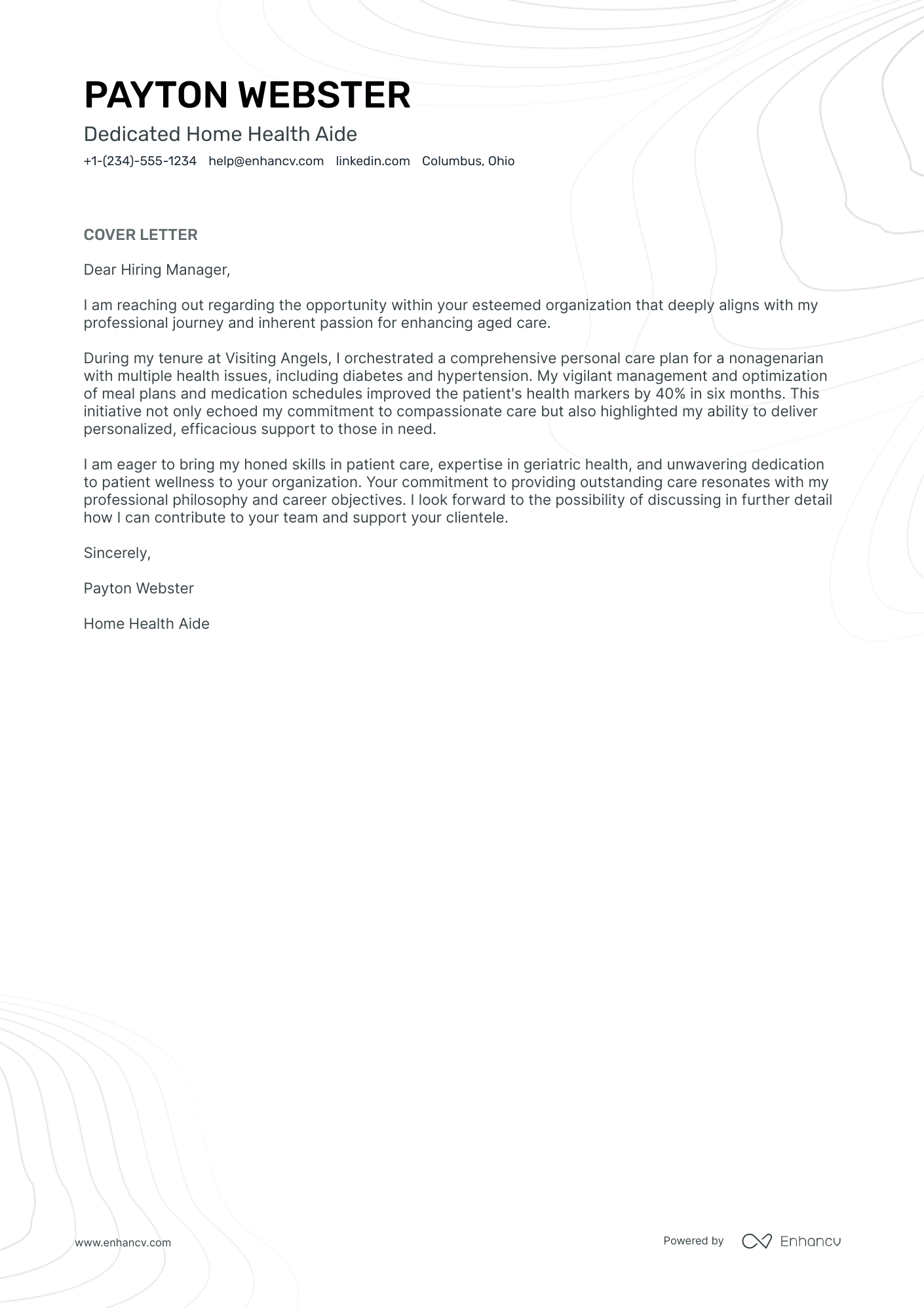 Private Caregiver Resume Example