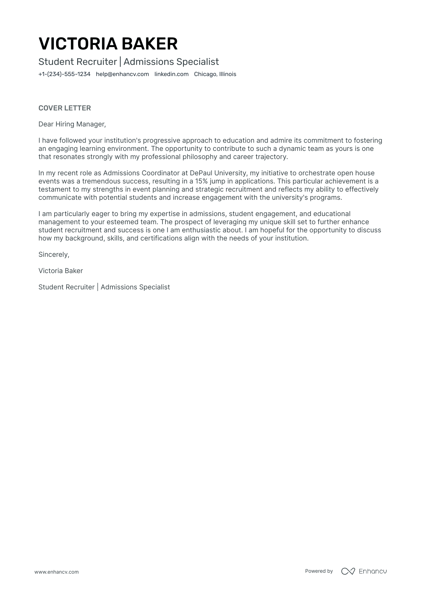 University Recruiter Resume Example