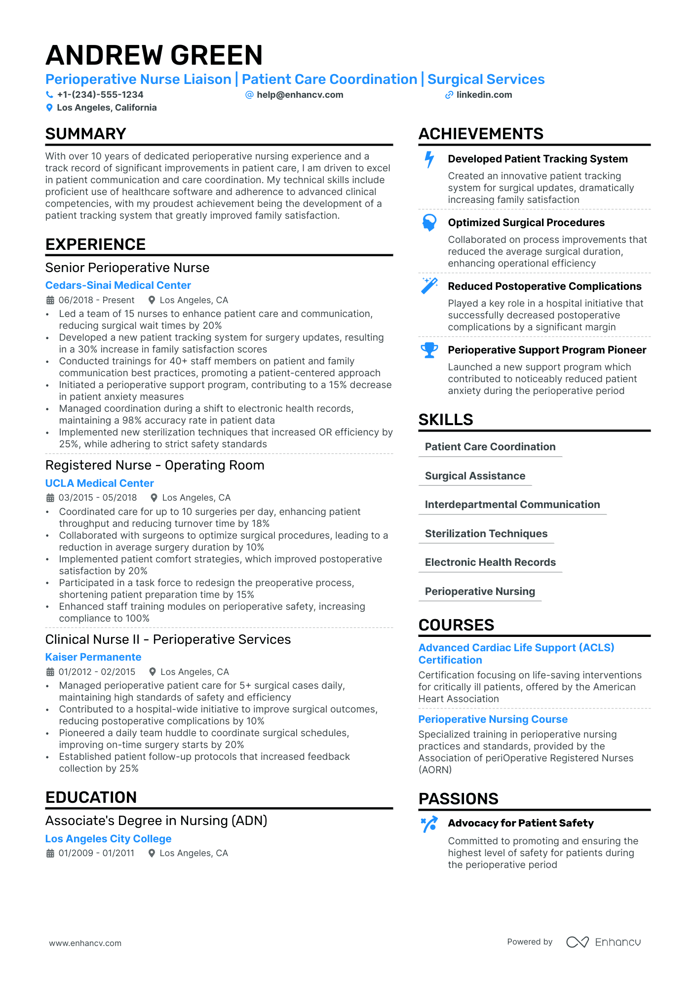 Perioperative Nurse Resume Example