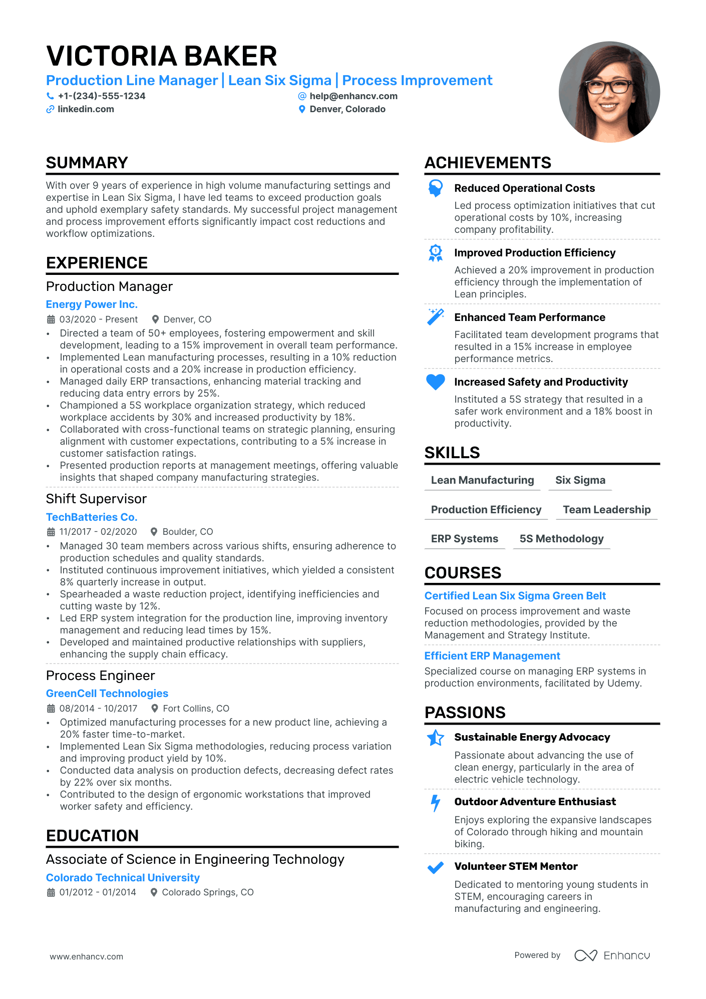 Assistant Production Manager Resume Example