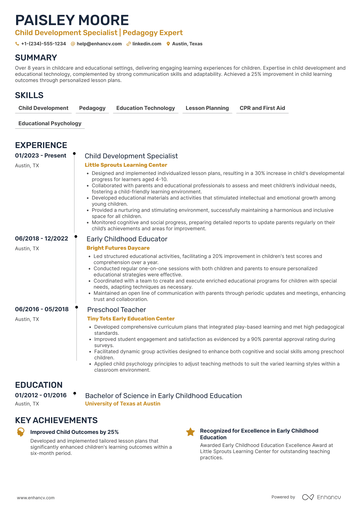 Nanny Tutor Resume Example