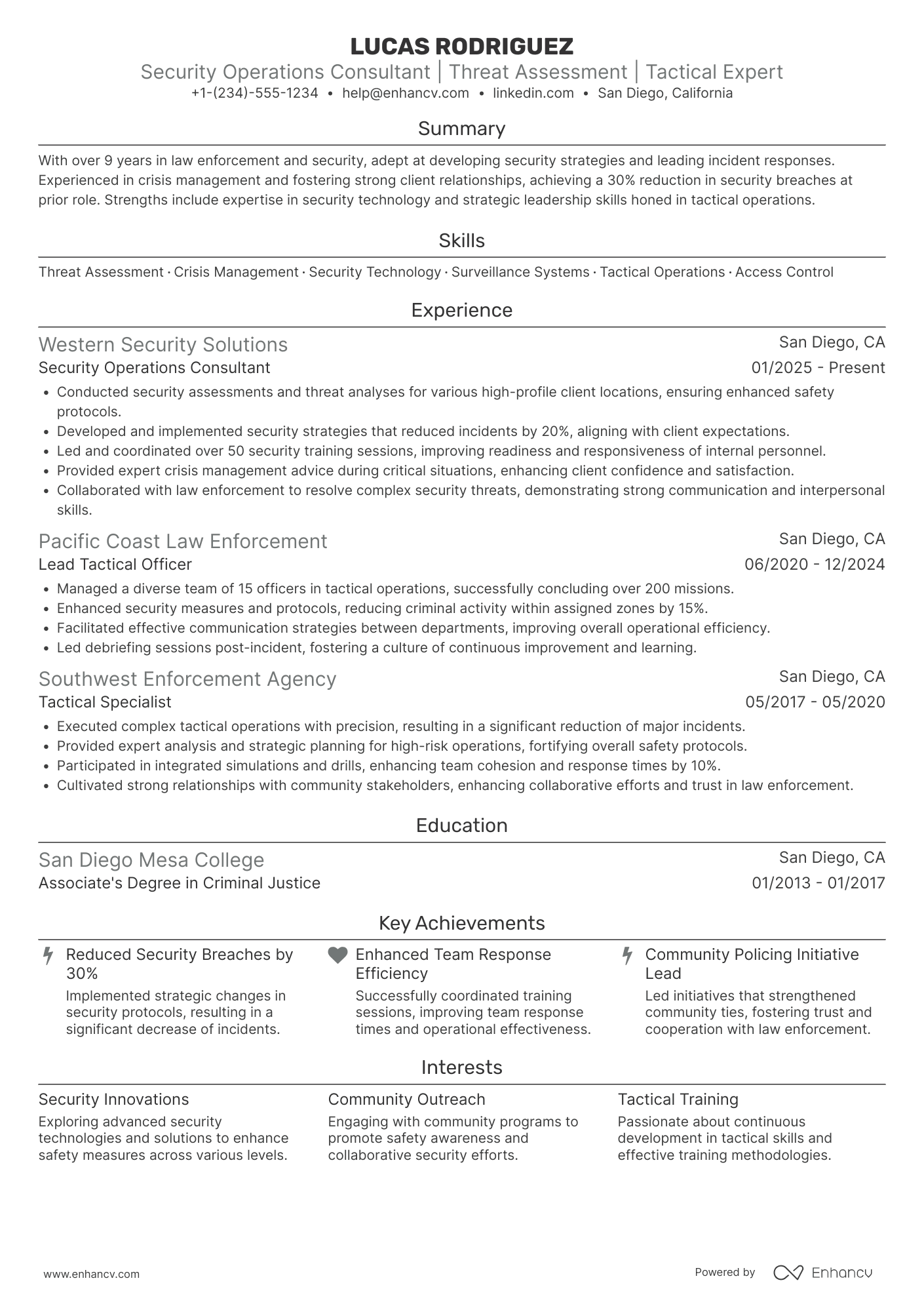Retired Police Officer Resume Example