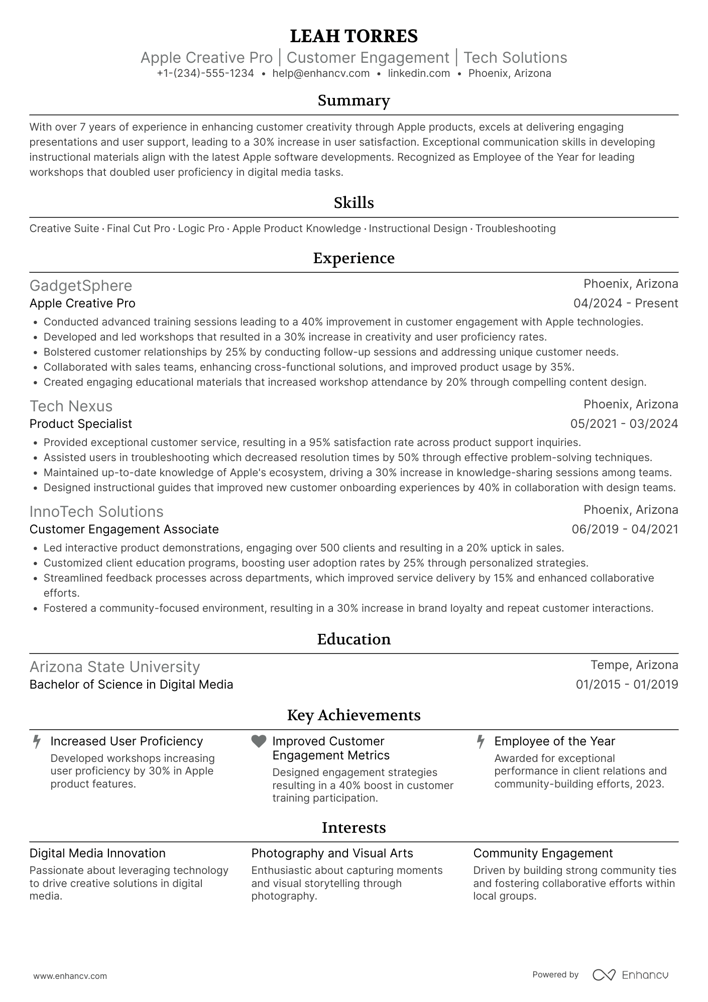 Apple Creative Pro Resume Example