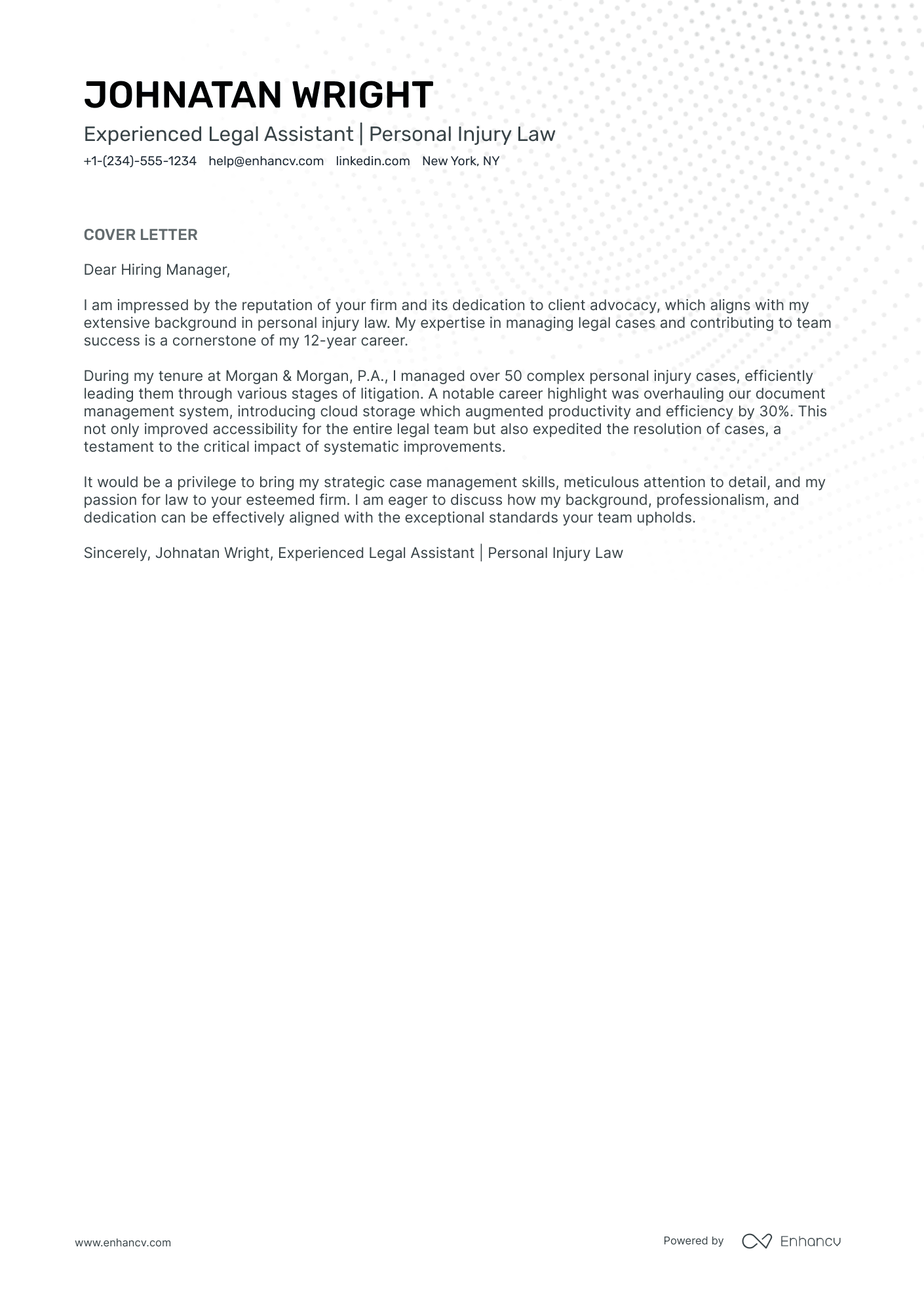 Personal Injury Legal Assistant Resume Example