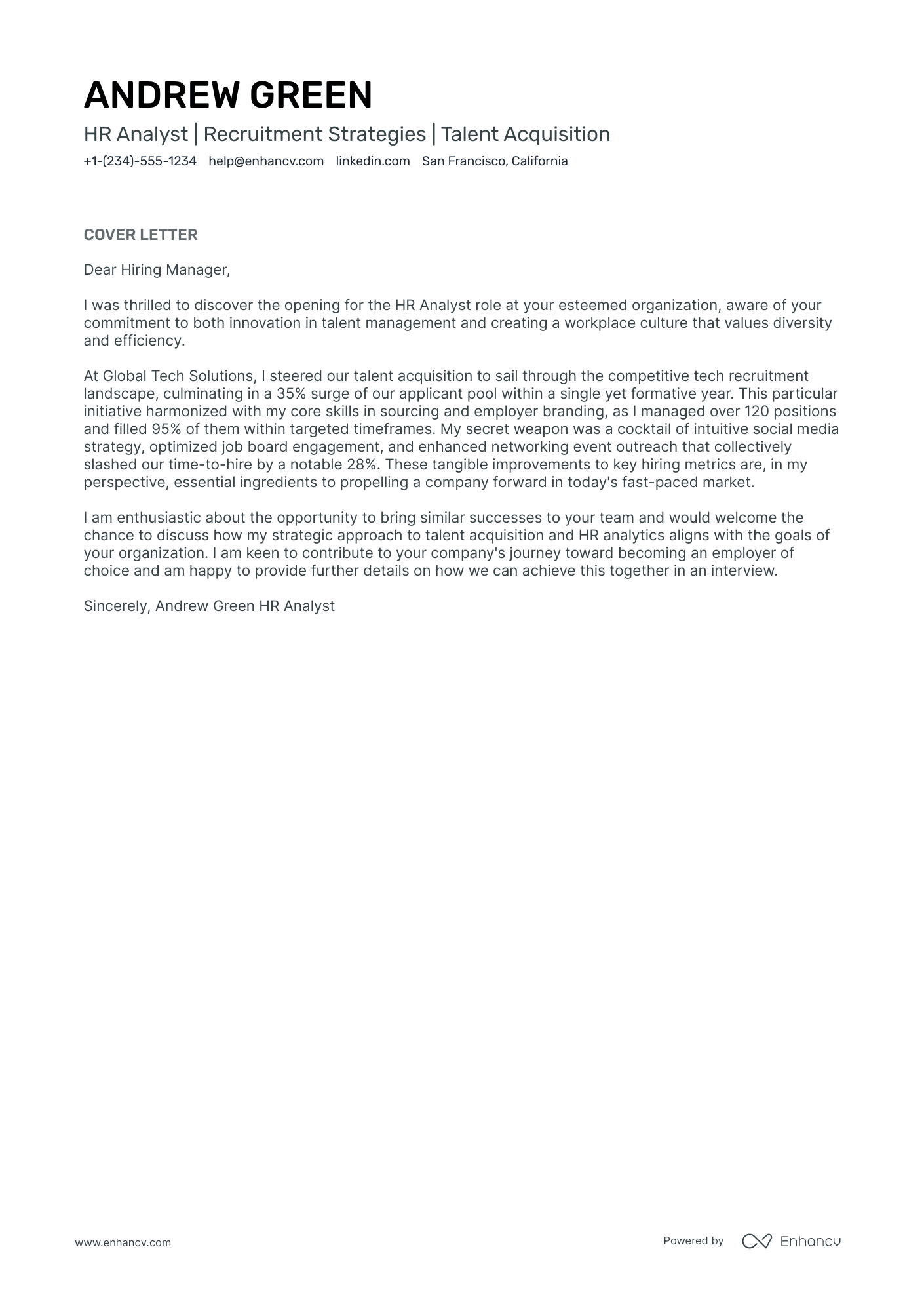 HR Analyst Resume Example