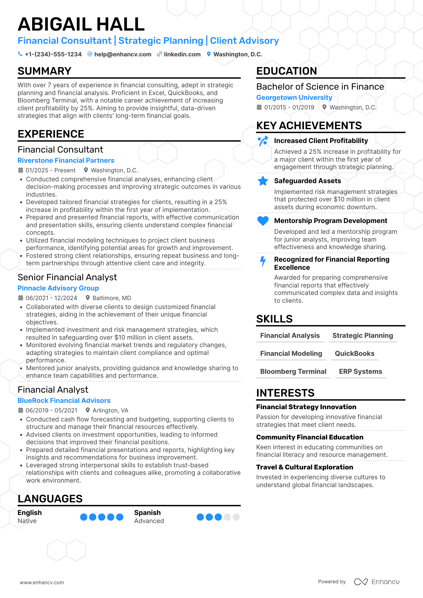 Financial Consultant Resume Example