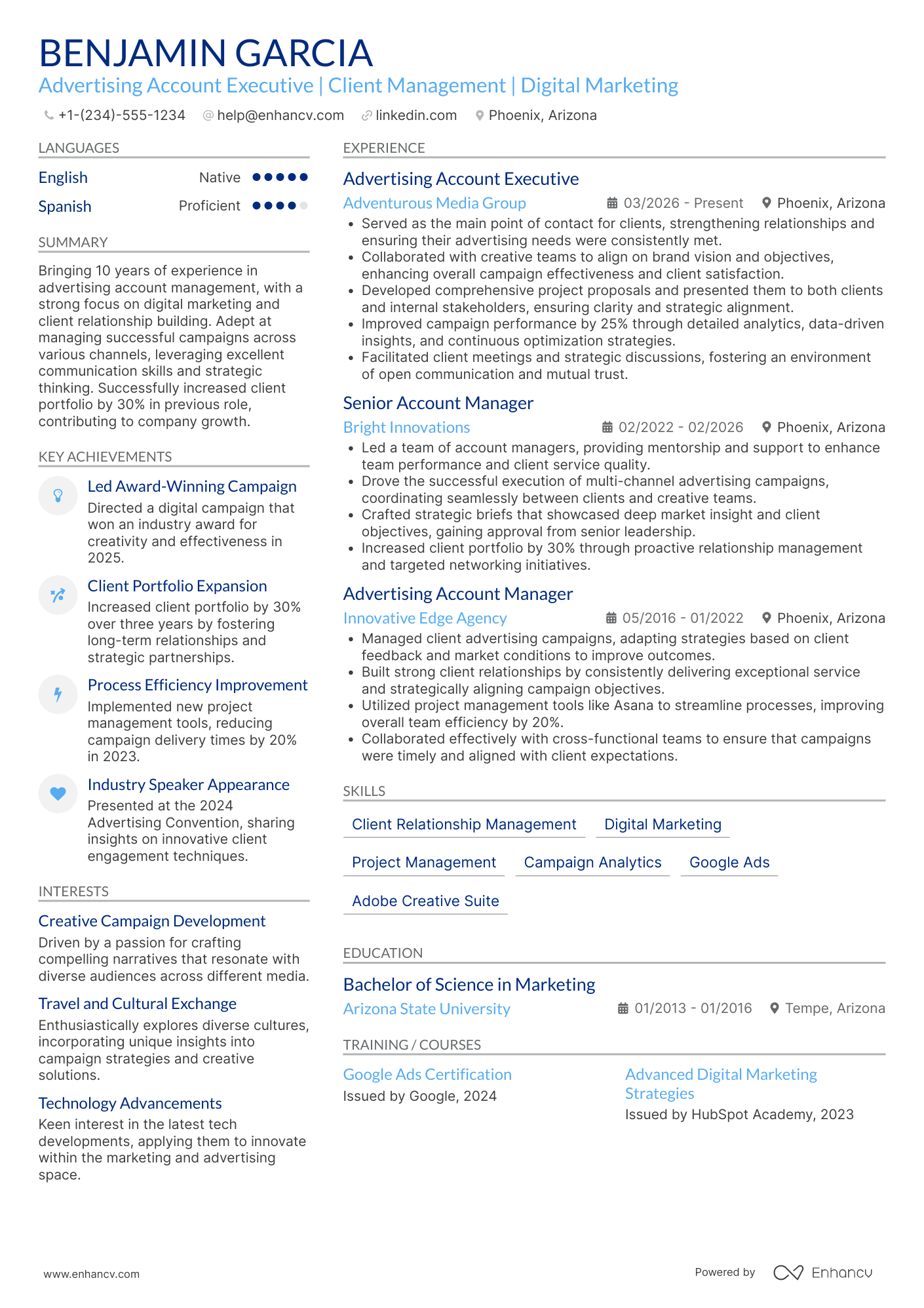 Advertising Account Executive Resume Example