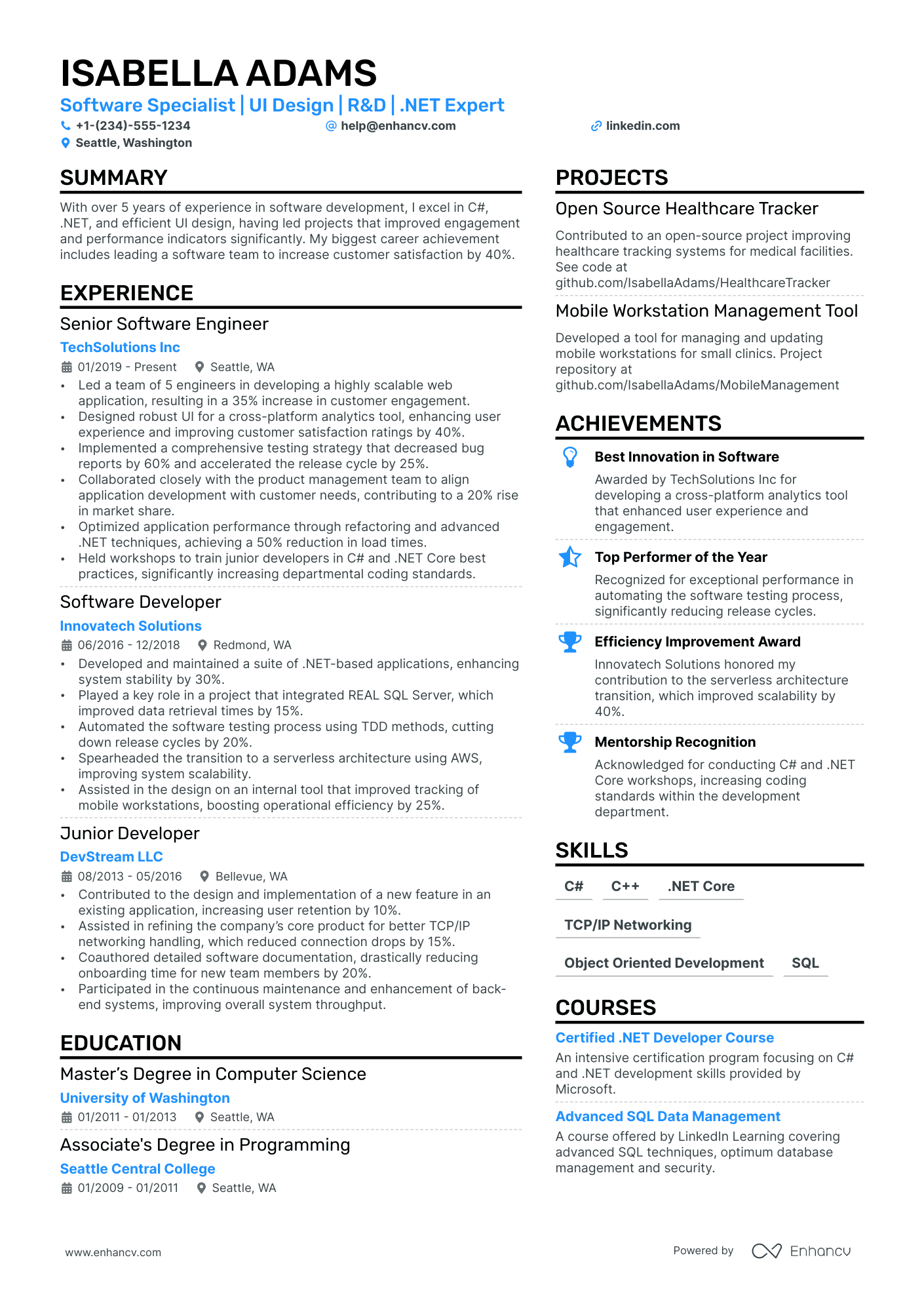 Software Specialist Resume Example