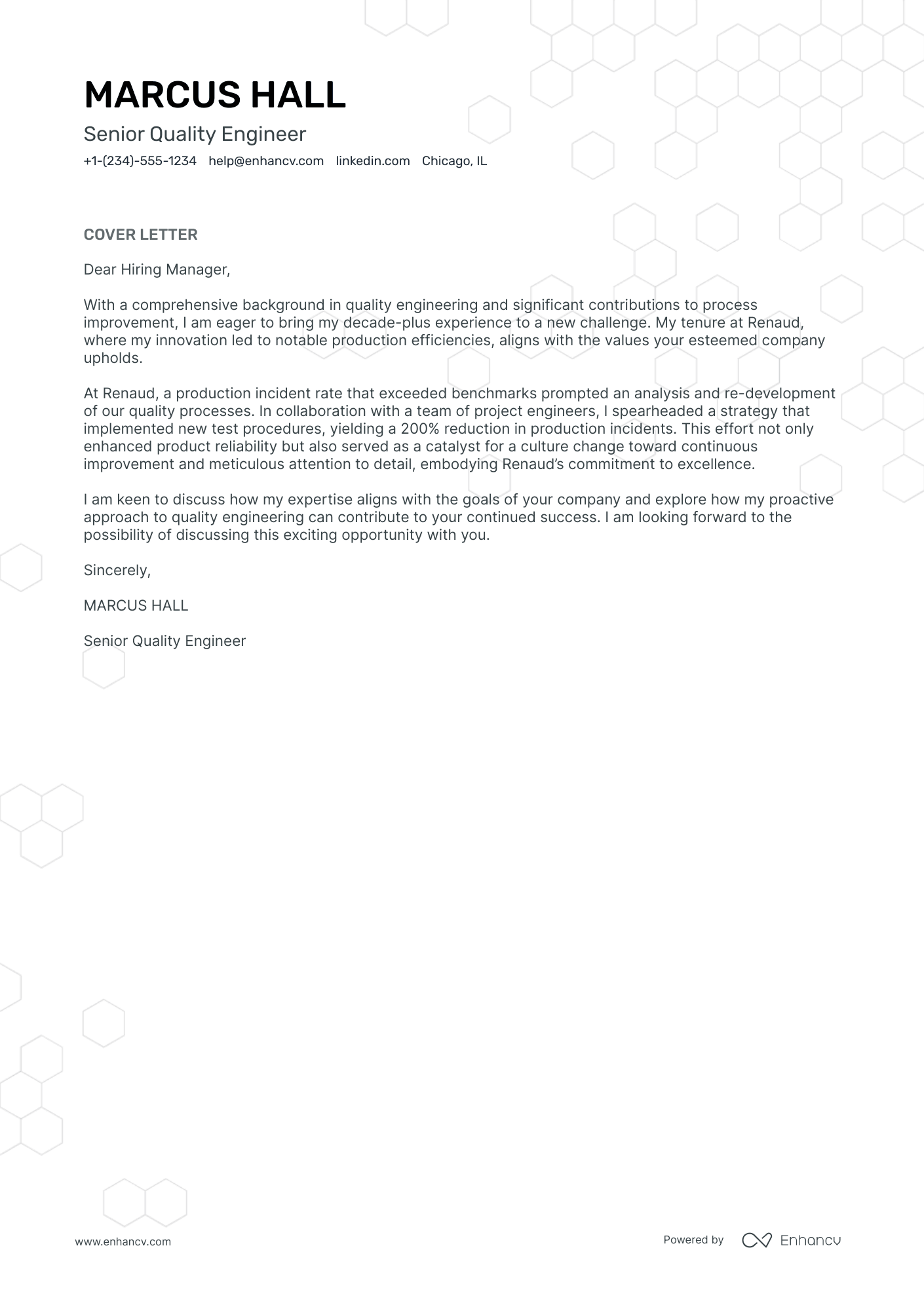 Quality Engineer Resume Example