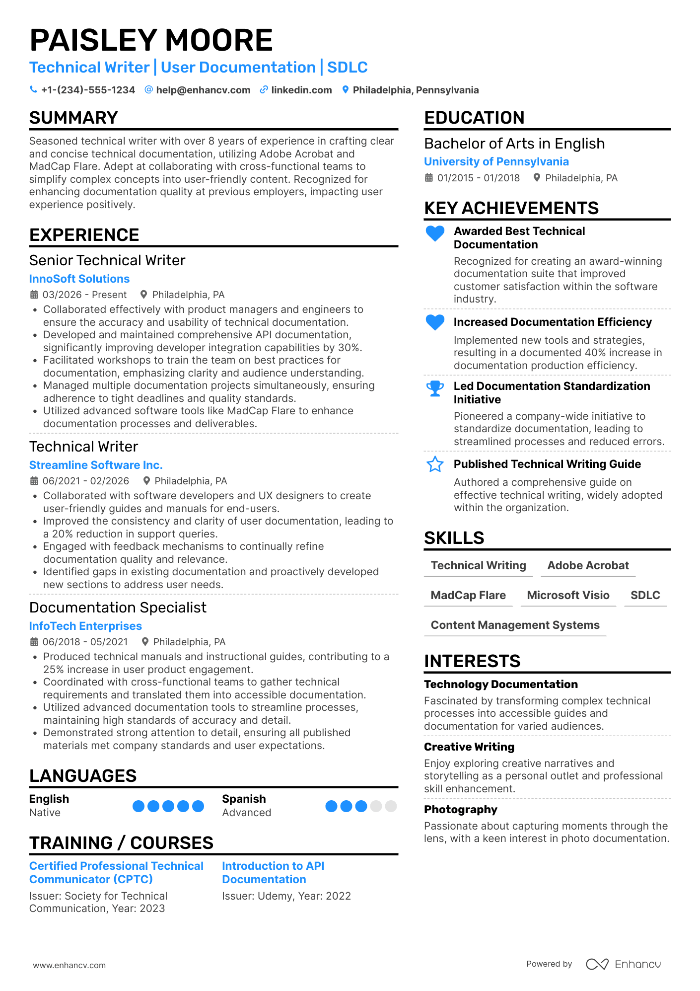 Technical Writer Resume Example