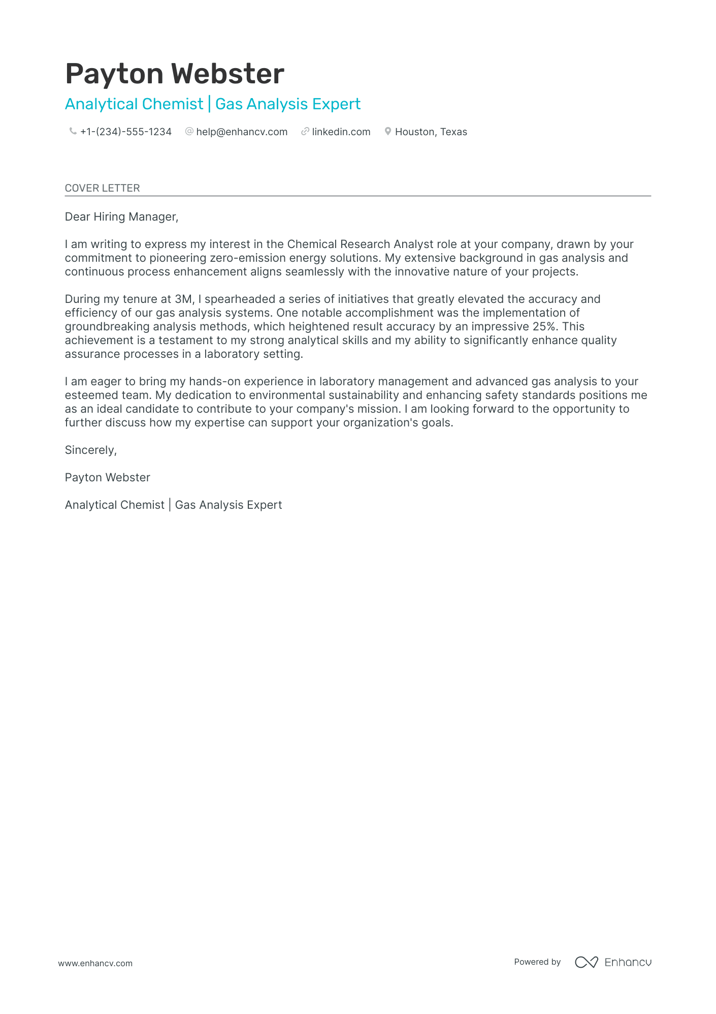 Analytical Chemist Resume Example