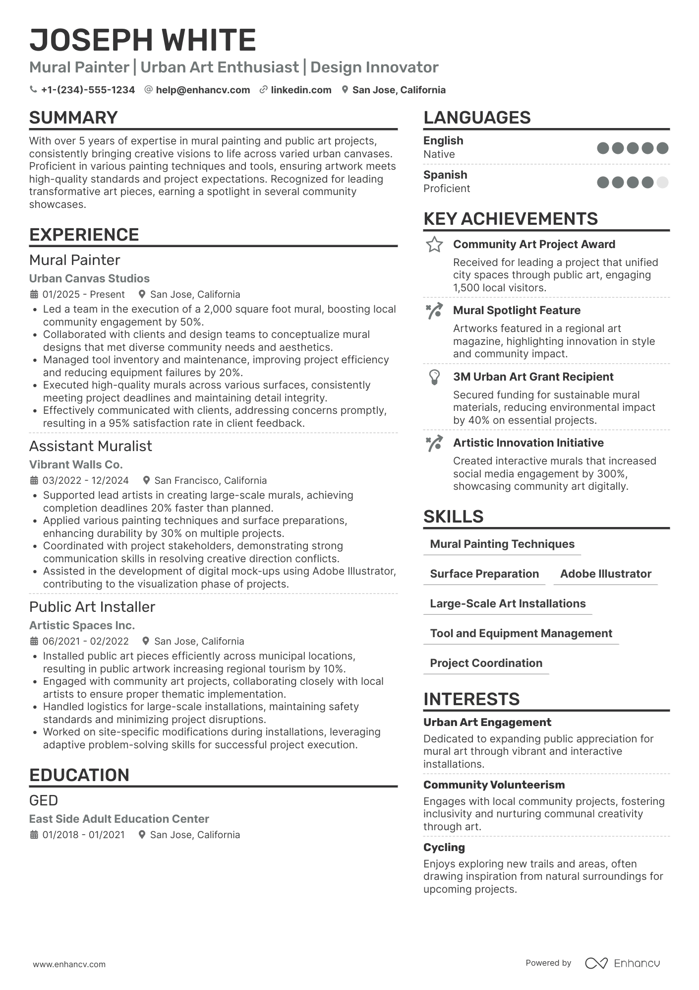 Mural Painter Resume Example