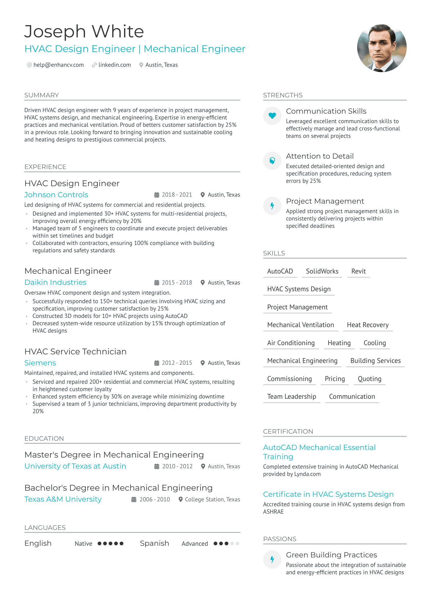 HVAC Design Engineer Resume Example