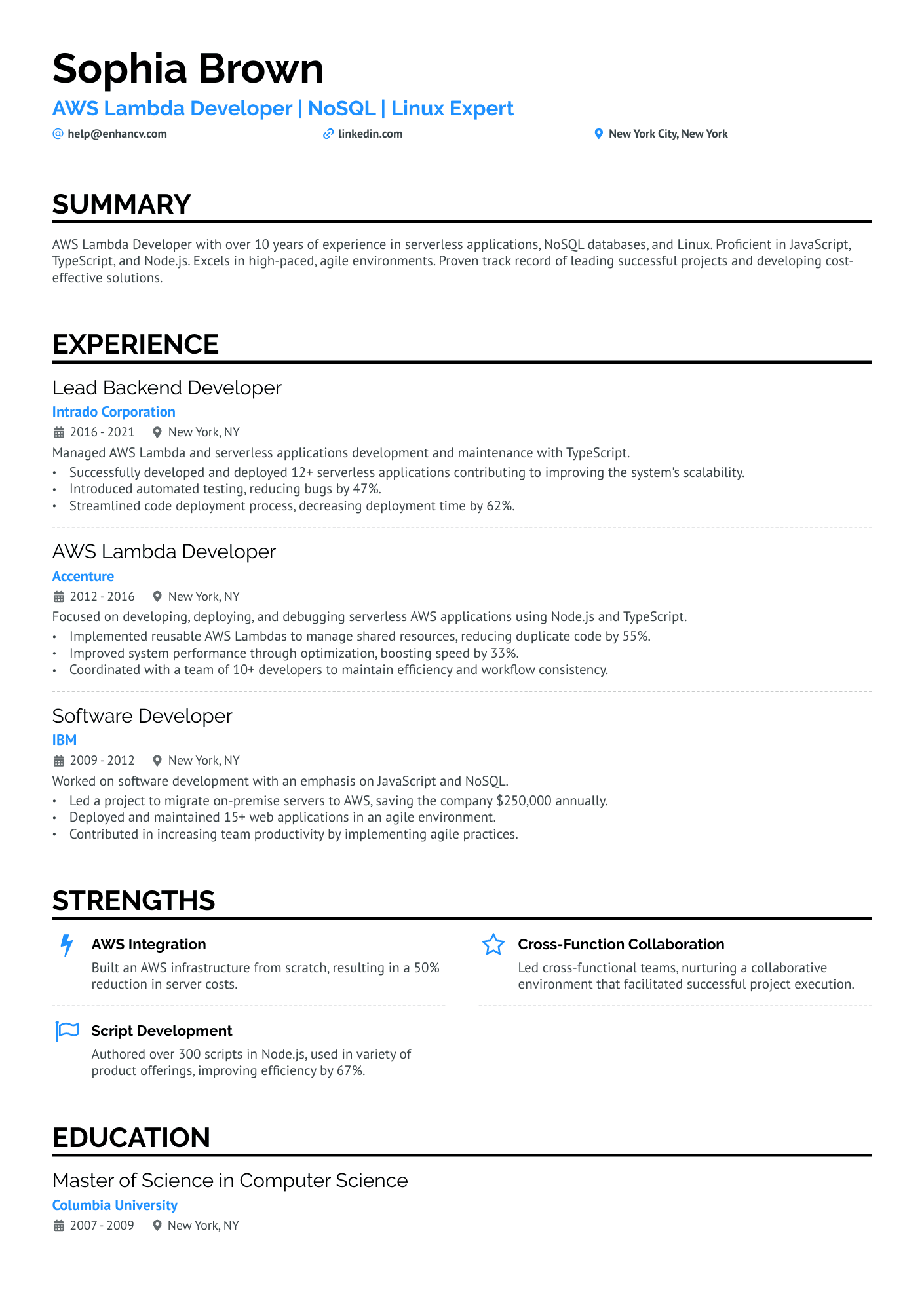AWS Lambda Resume Resume Example