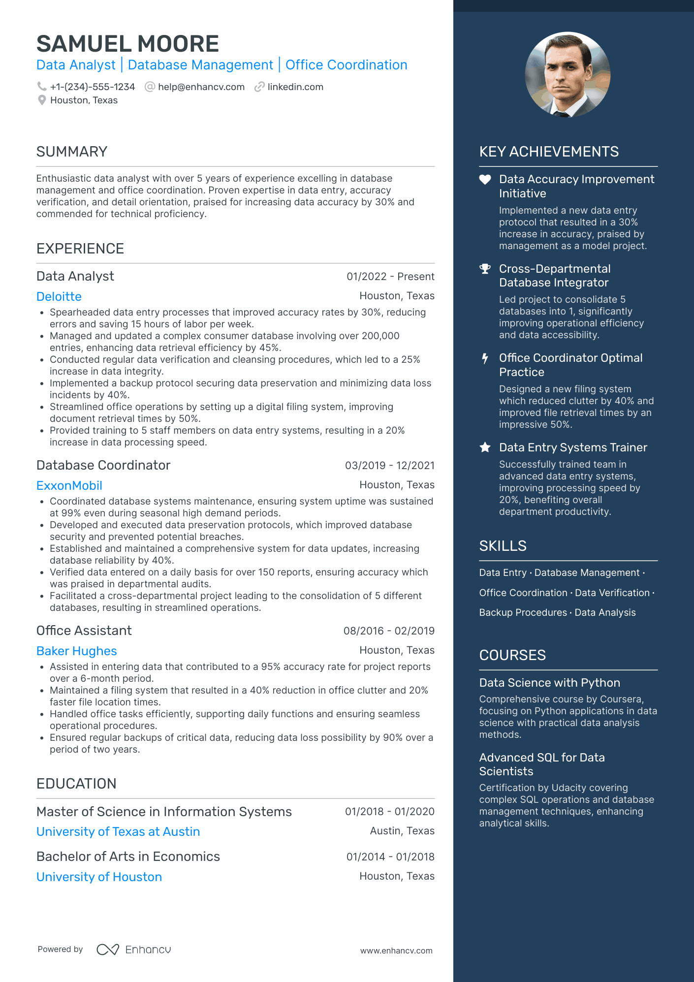 Data Entry Representative Resume Example