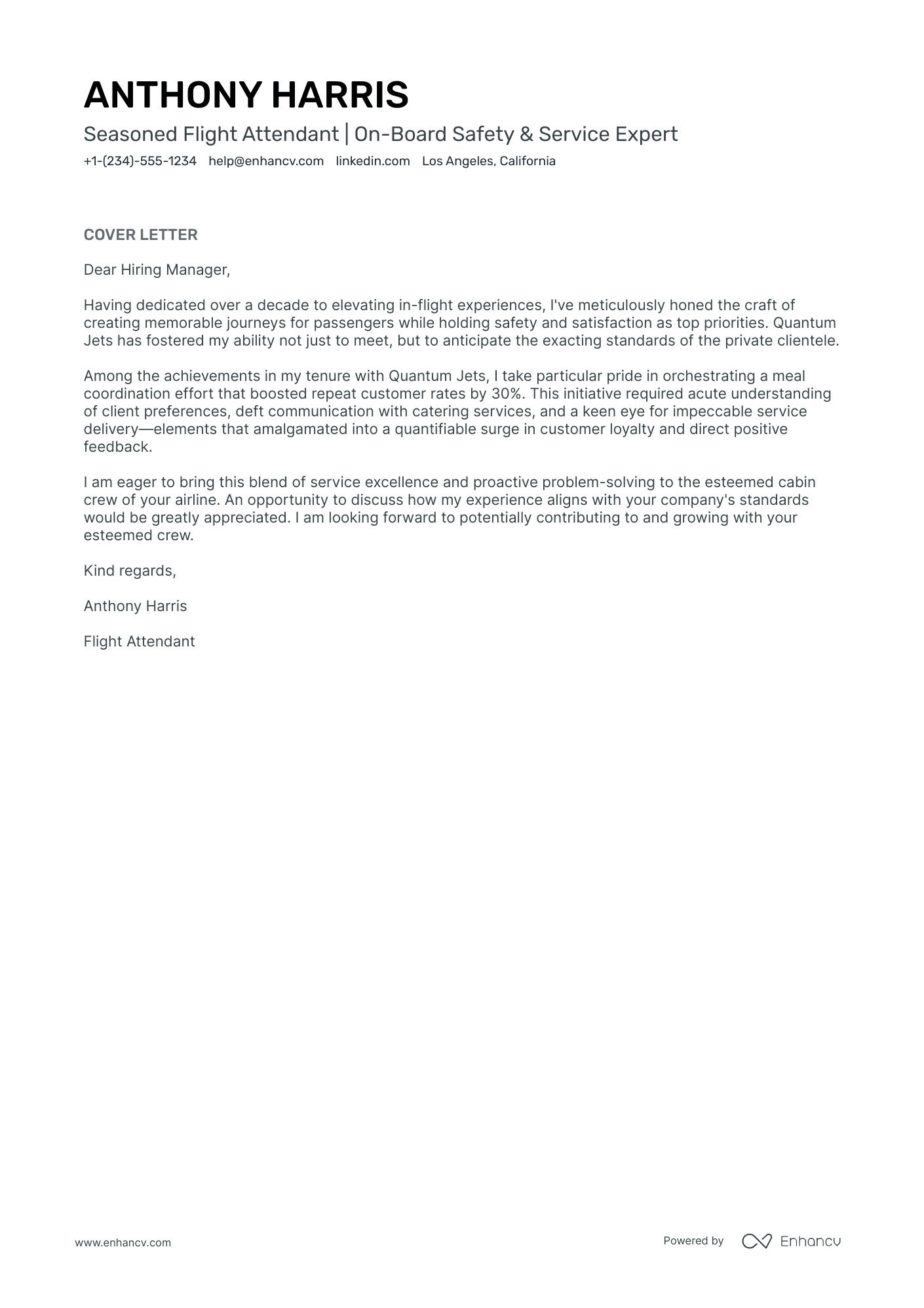 Senior Flight Attendant Resume Example