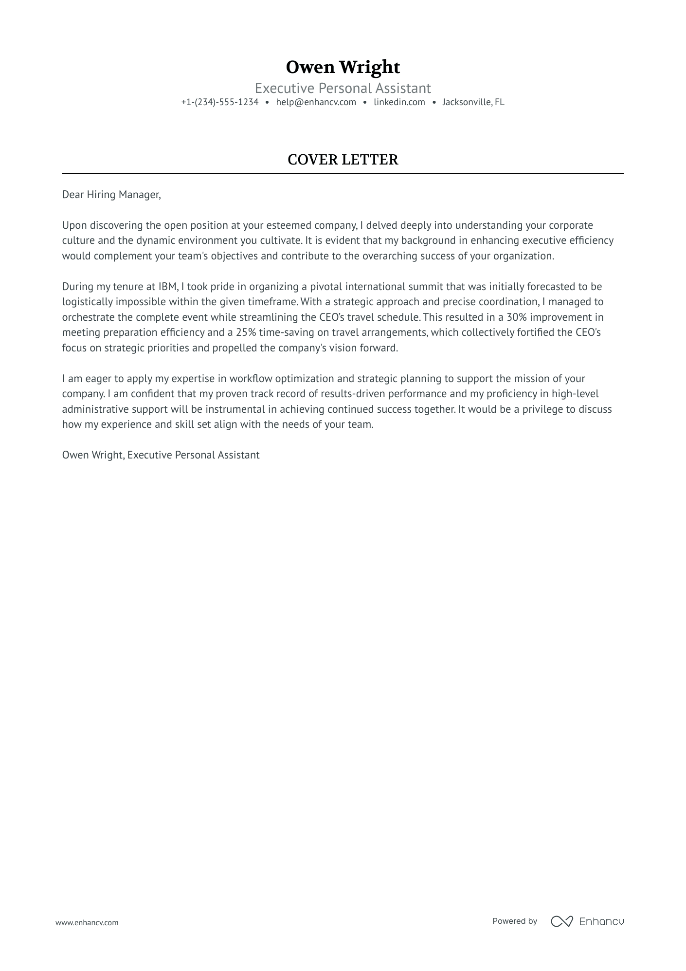 High Profile Personal Assistant Resume Example